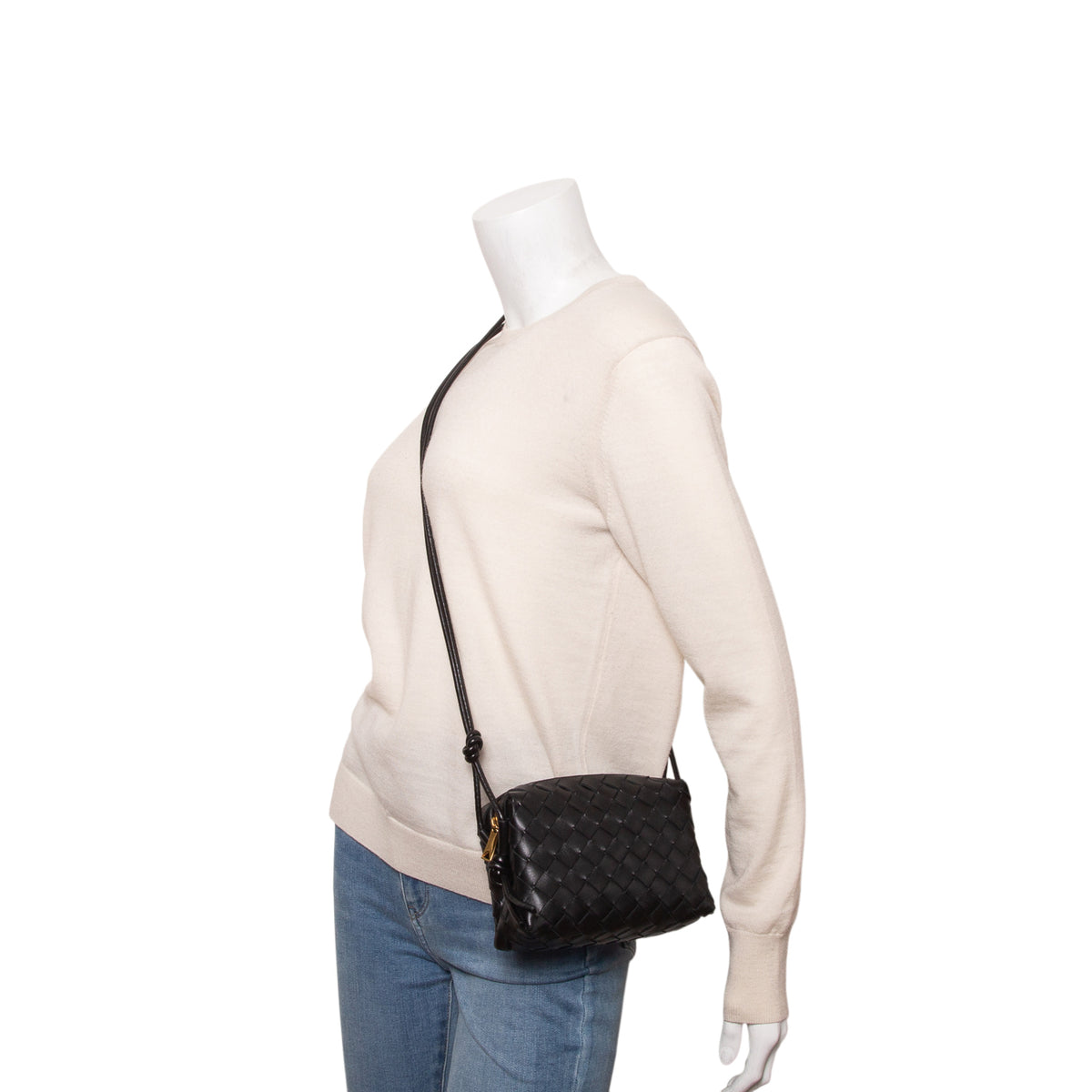 Bottega Veneta Black Nappa Intrecciato Mini Loop Camera Bag w/ Box