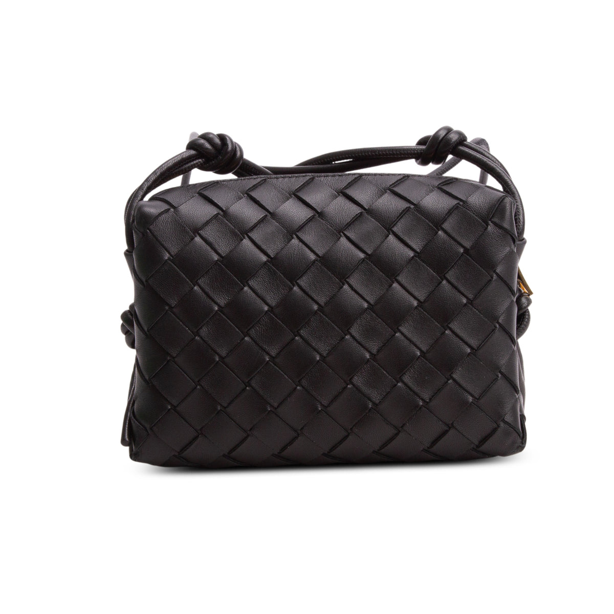 Bottega Veneta Black Nappa Intrecciato Mini Loop Camera Bag w/ Box