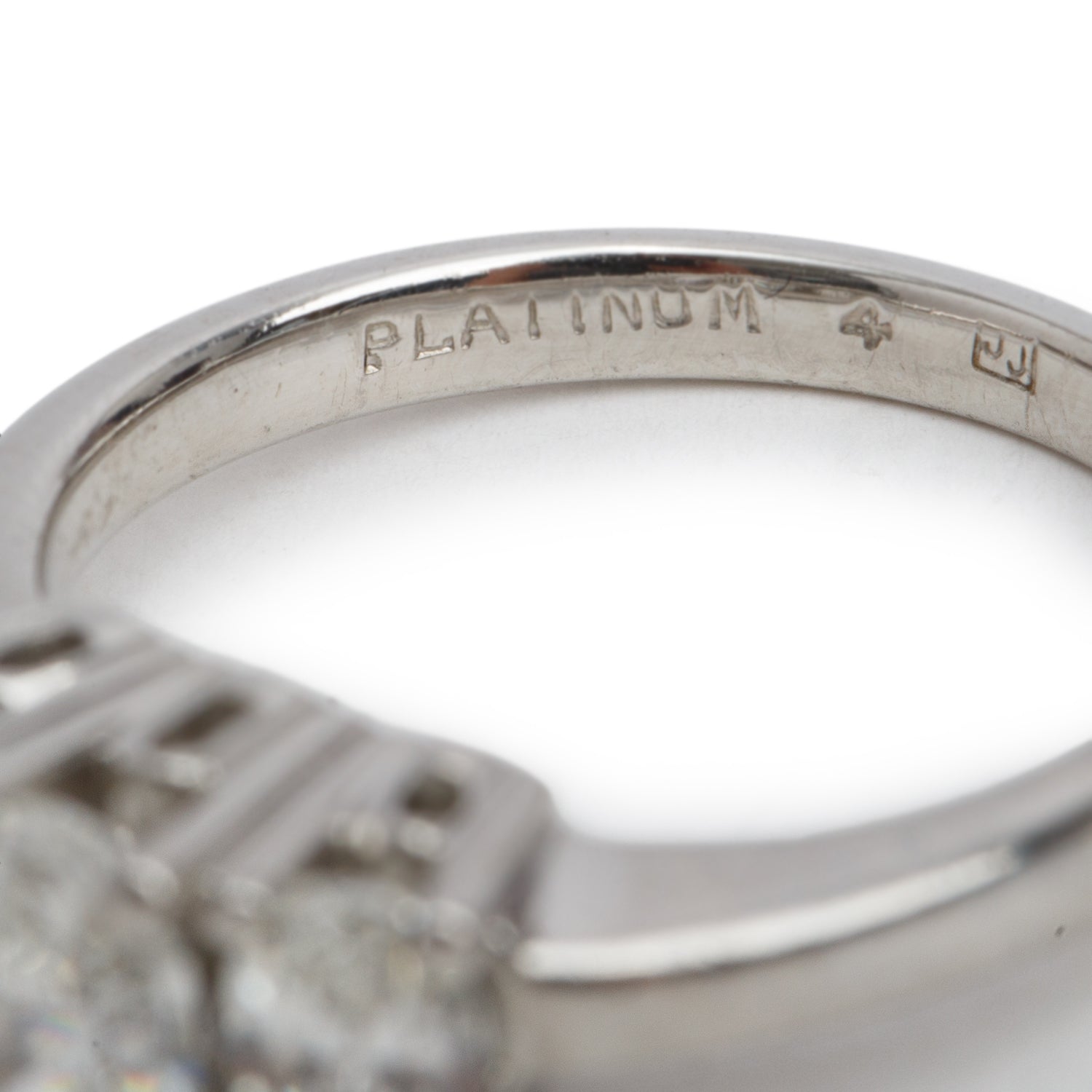 Platinum Diamond Three-Stone Engagement Ring, Size 5.75