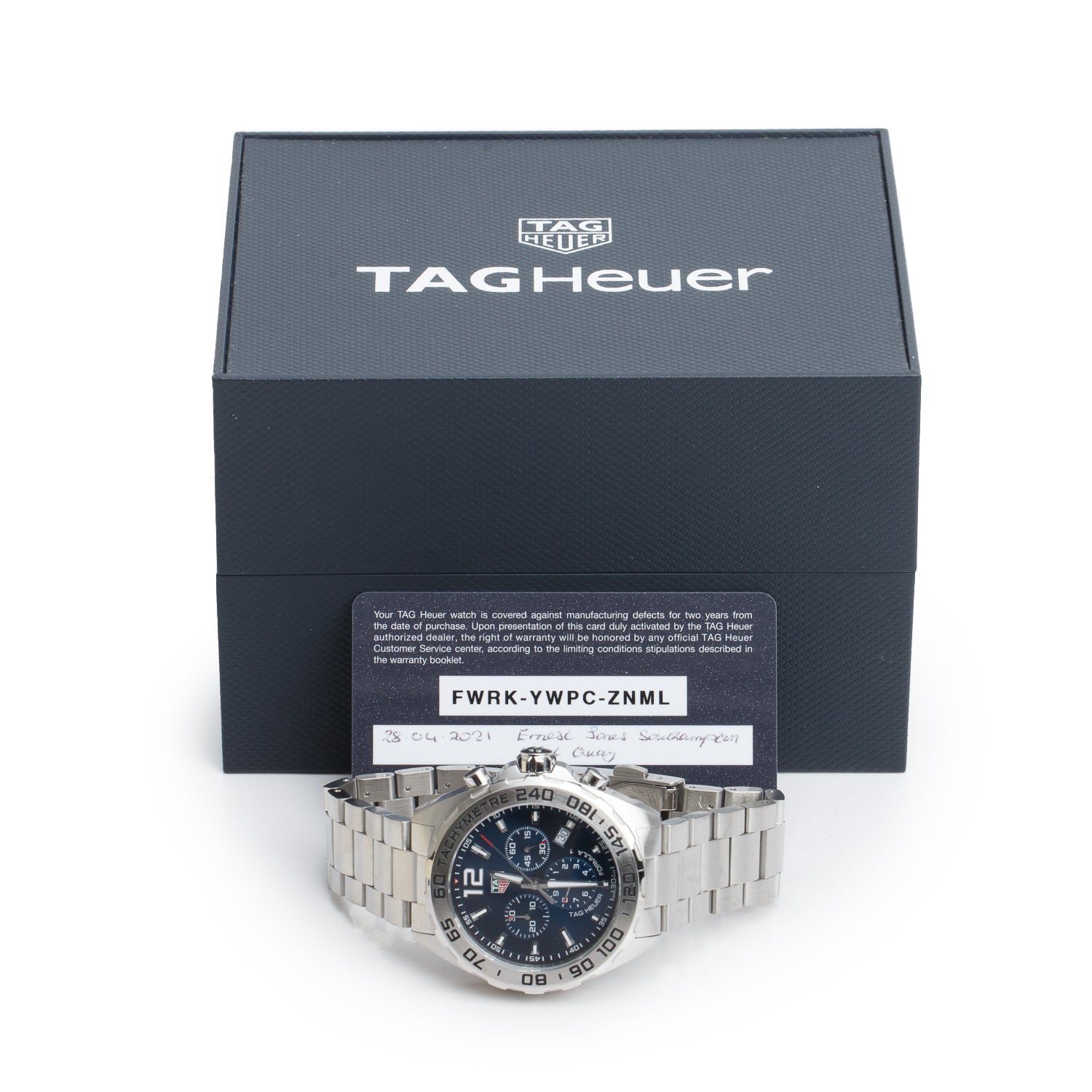 Tag Heuer 2021 Stainless Steel Formula 1 43 MM Chronograph Quartz Watch Blue Dial CAZ101K w/ Box & Papers