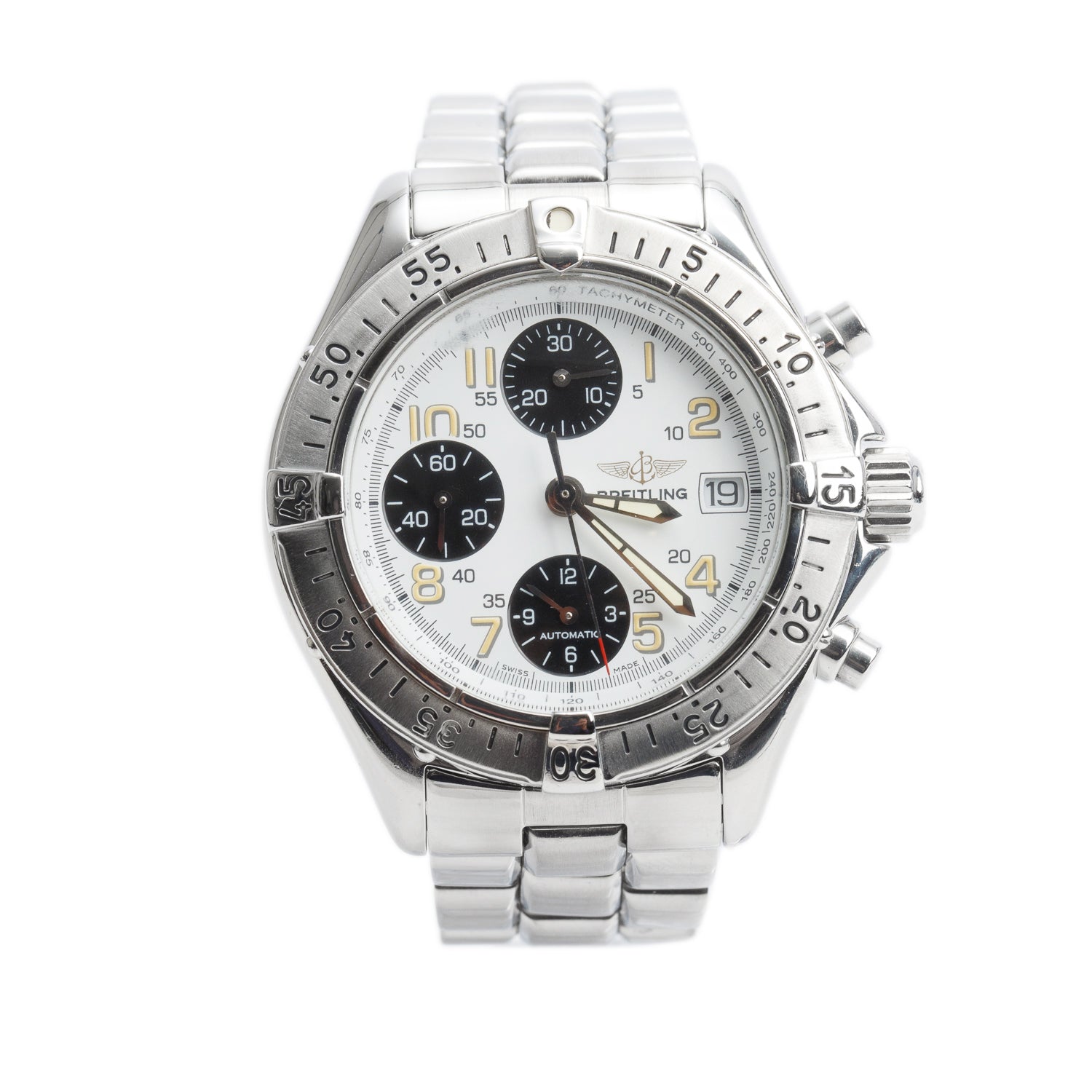 Breitling Stainless Steel Colt 41 MM Automatic Chronograph Watch Black & White Dial A13035.1 w/ Papers