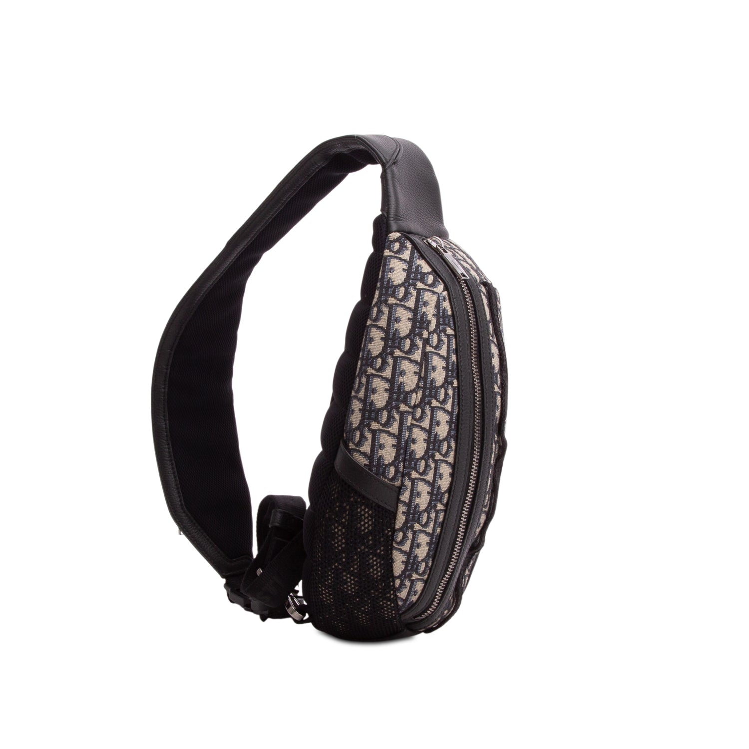 Christian Dior 2023 Blue Grained Calfskin Oblique Scarab Sling Bag