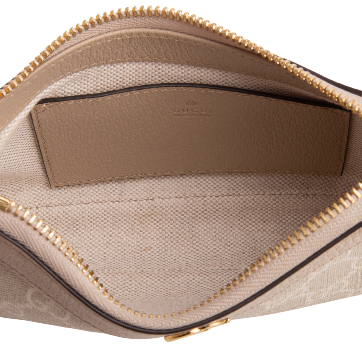 Gucci Beige GG Supreme Monogram Textured Dollar Calfskin Mini Ophidia Chain Bag