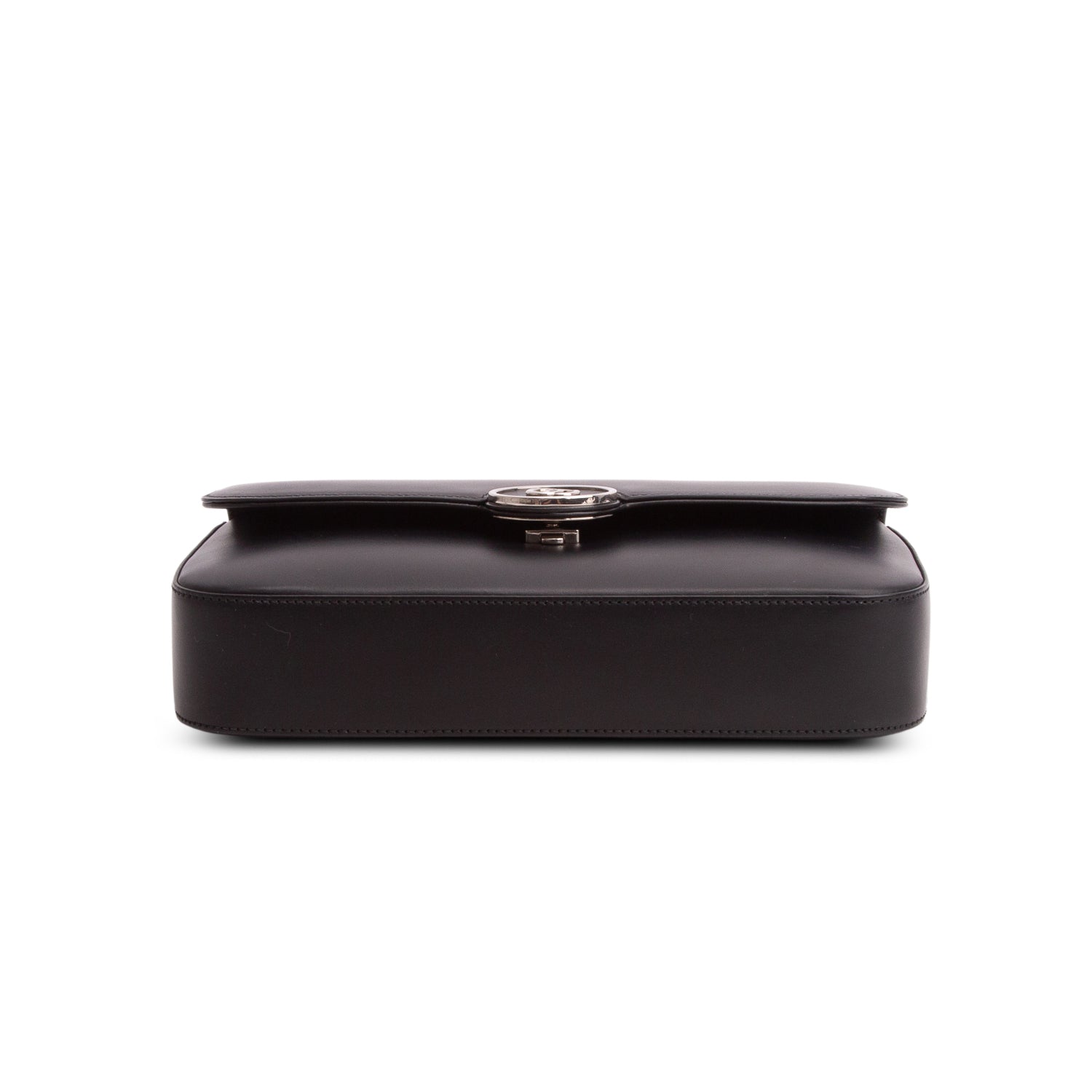 Gucci Black Senna Calfskin Petite GG Top Handle Shoulder Bag w/ Strap