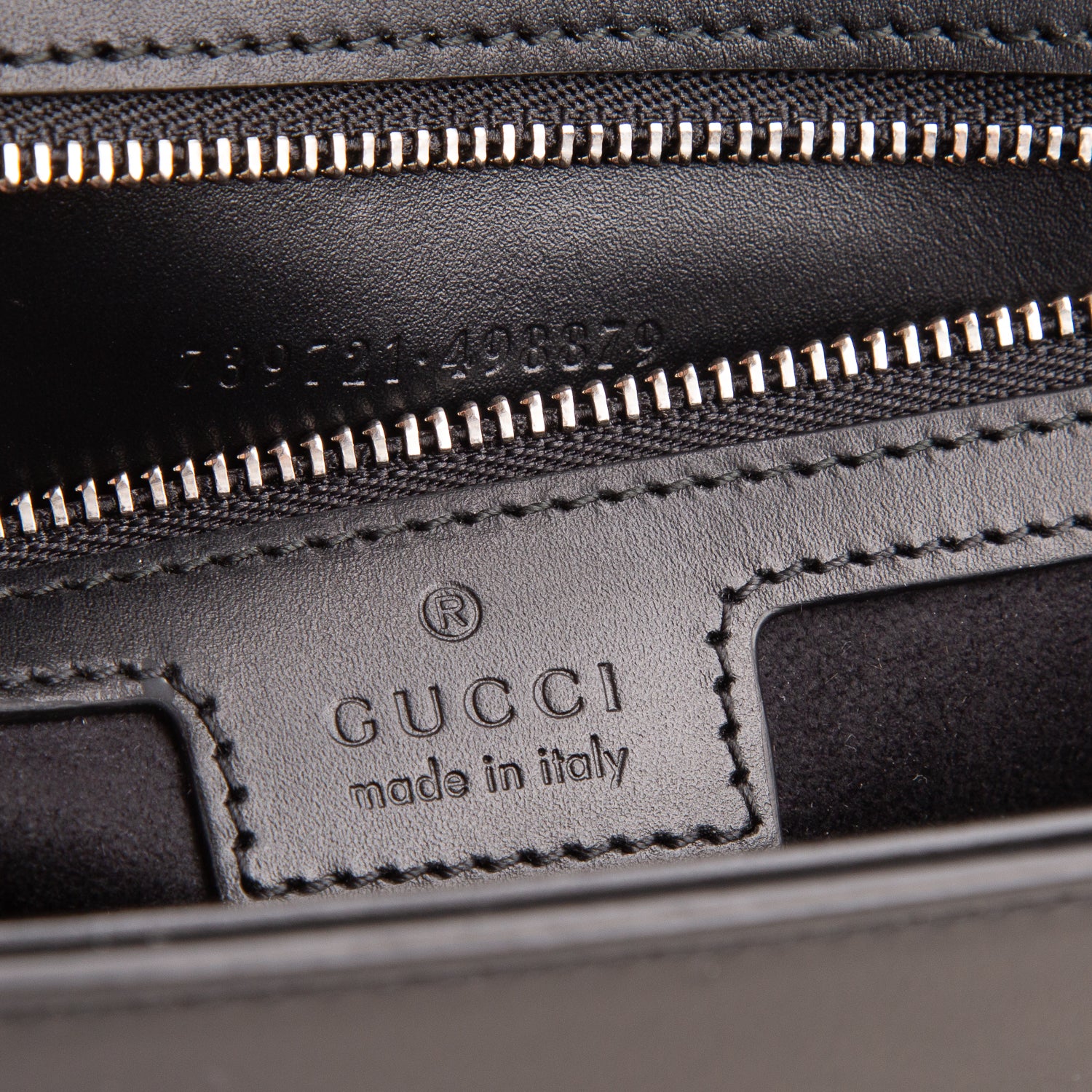 Gucci Black Senna Calfskin Petite GG Top Handle Shoulder Bag w/ Strap
