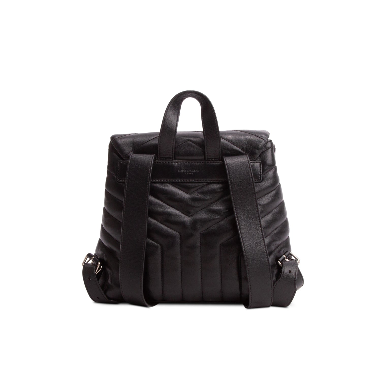 Saint Laurent Black Calfskin Y Quilted Monogram Small Loulou Backpack