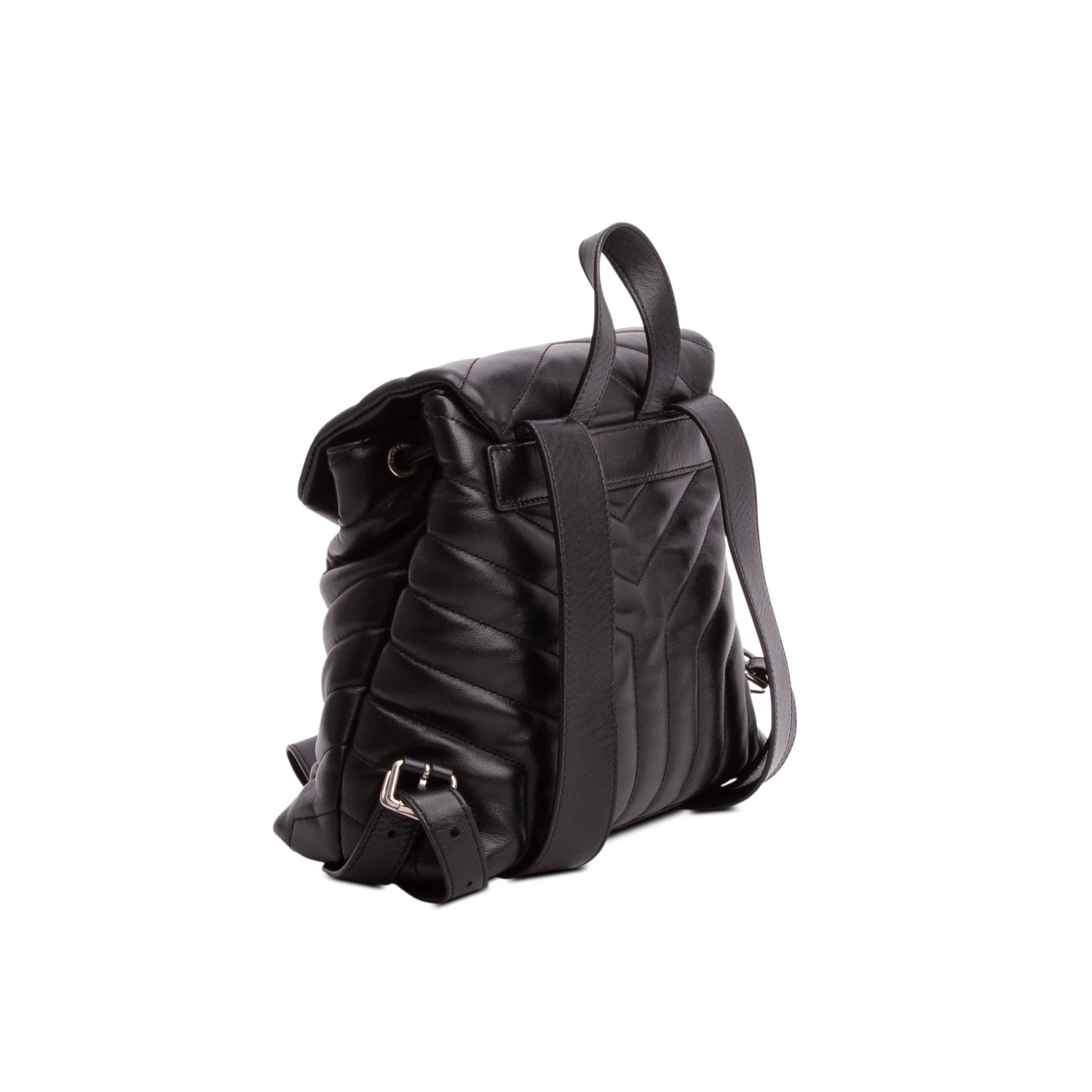 Saint Laurent Black Calfskin Y Quilted Monogram Small Loulou Backpack