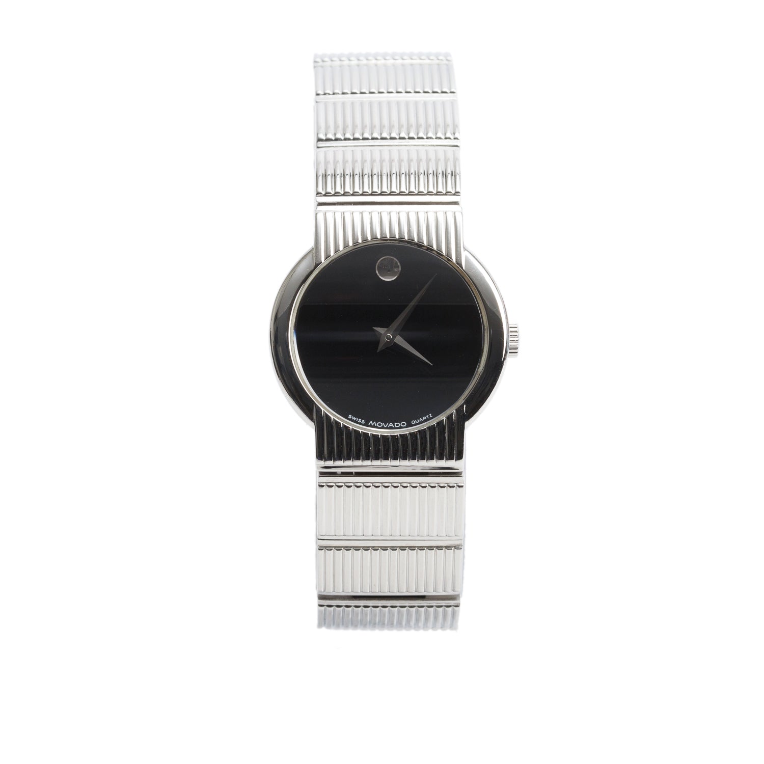 Movado Stainless Steel Concerto 26 MM Quartz Watch Black Dial