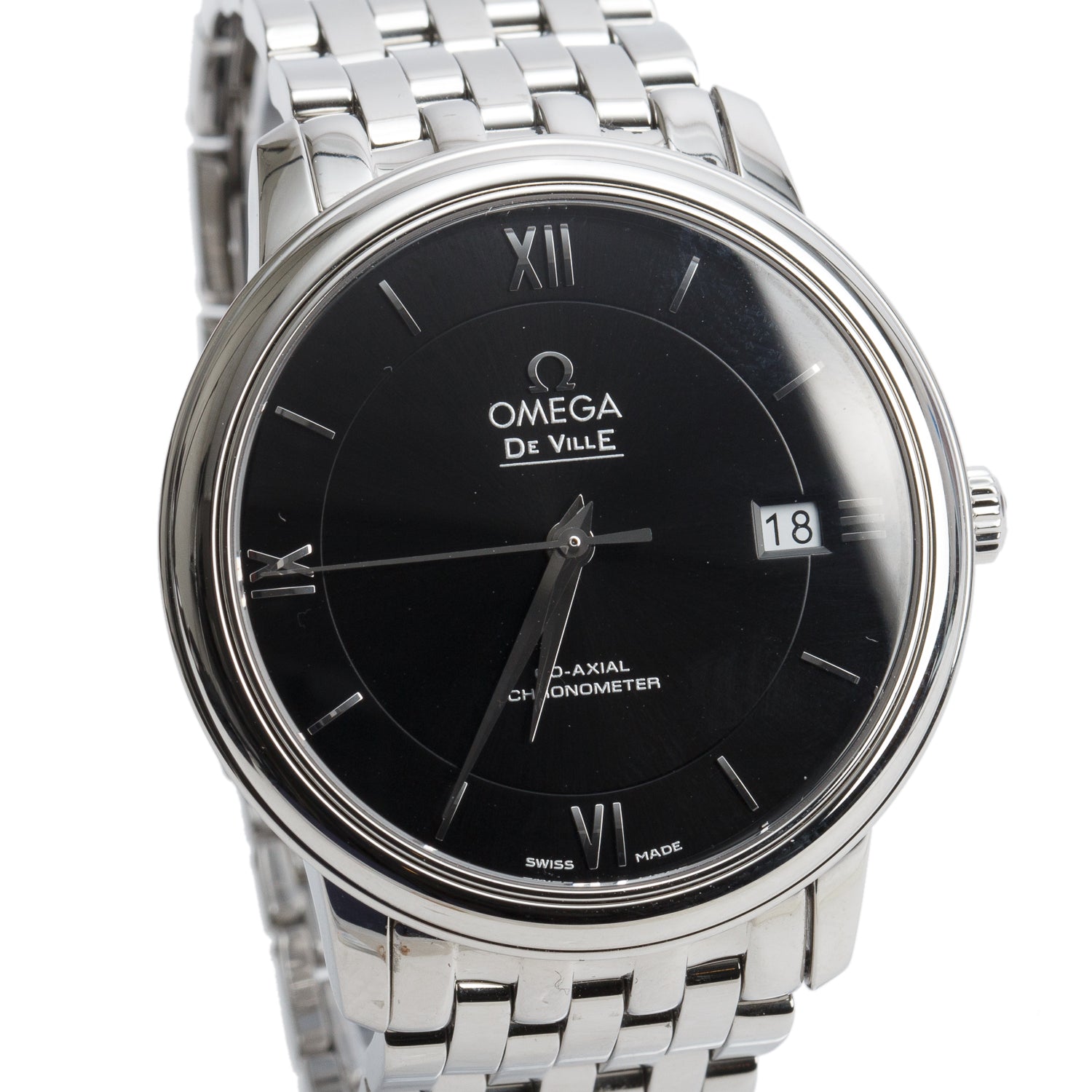 Omega 2024 Stainless Steel Prestige De Ville 36.8 MM Co-Axial Chronometer Automatic Watch Black Dial w/ Box & Papers