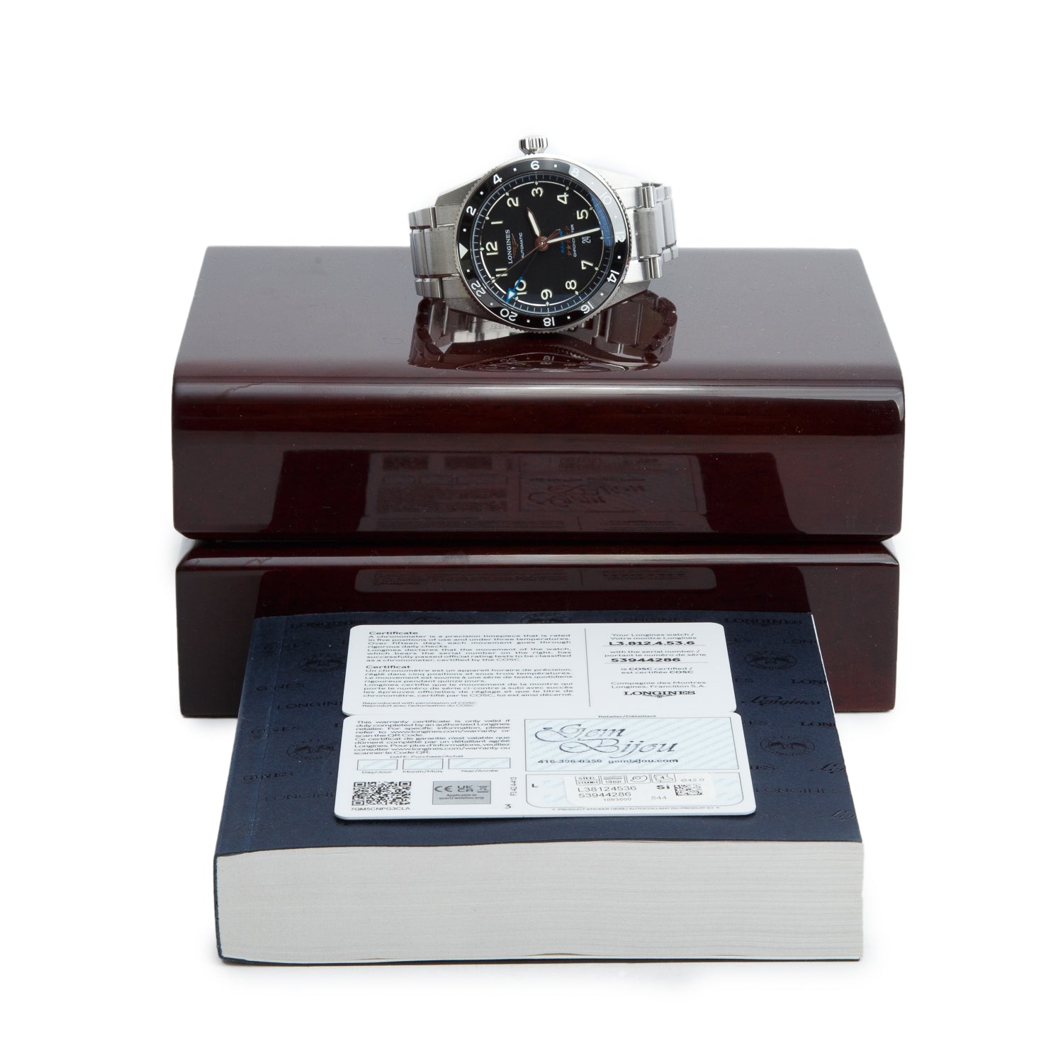 Longines Stainless Steel Spirit Zulu Time 42 MM Automatic Watch Black Dial w/ Box & Papers