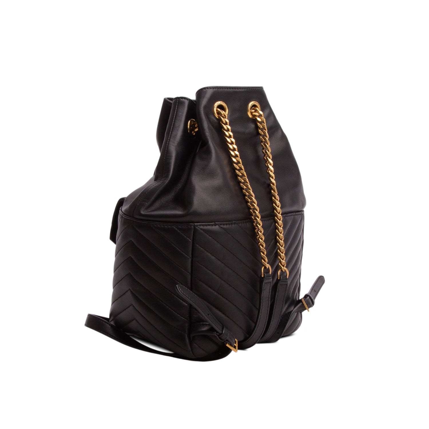 Saint Laurent 2021 Black Lambskin Matelasse Monogram Joe Backpack