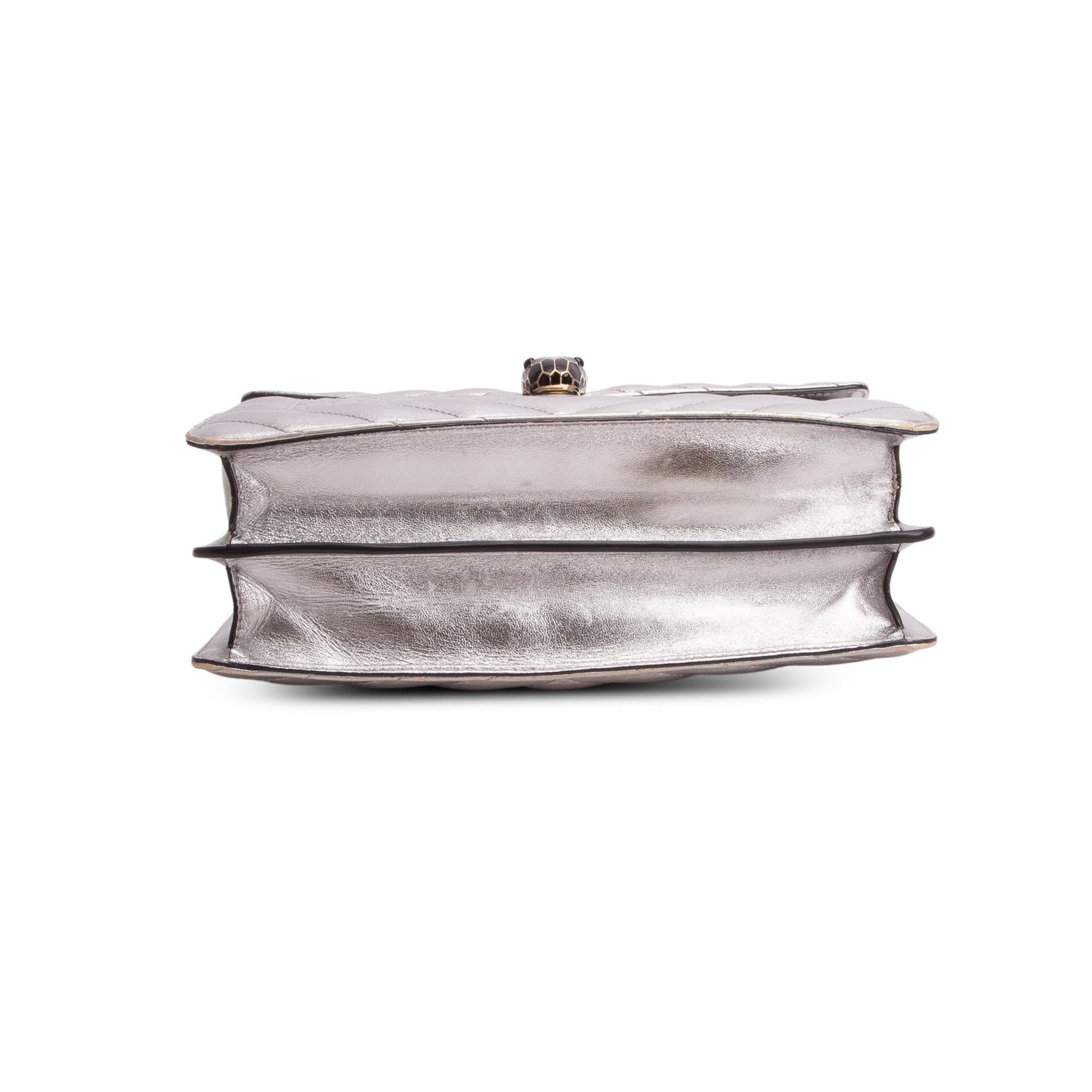 Bulgari Metallic Silver Calfskin Quilted Serpenti Forever Shoulder Bag
