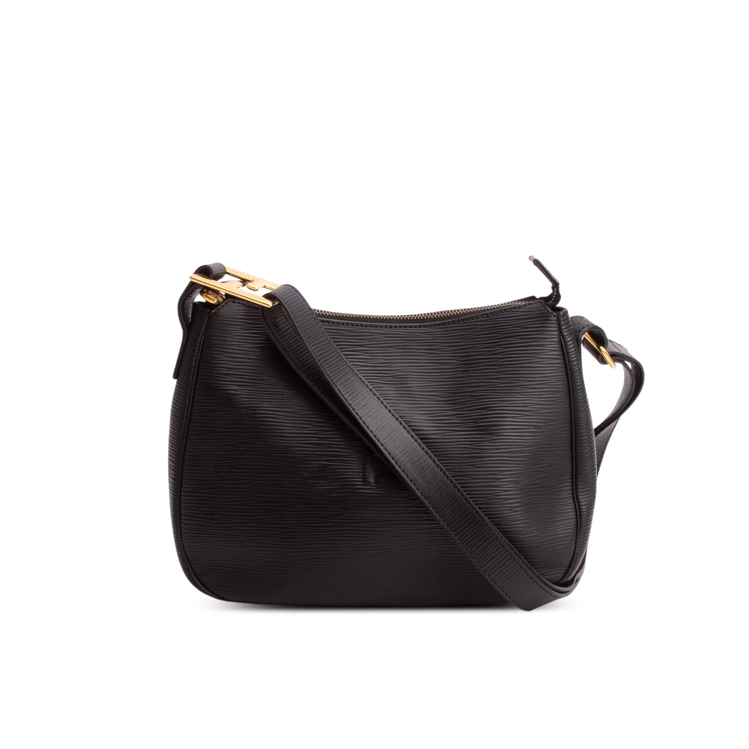 Fendi Vintage Black Epi Leather Shoulder Bag