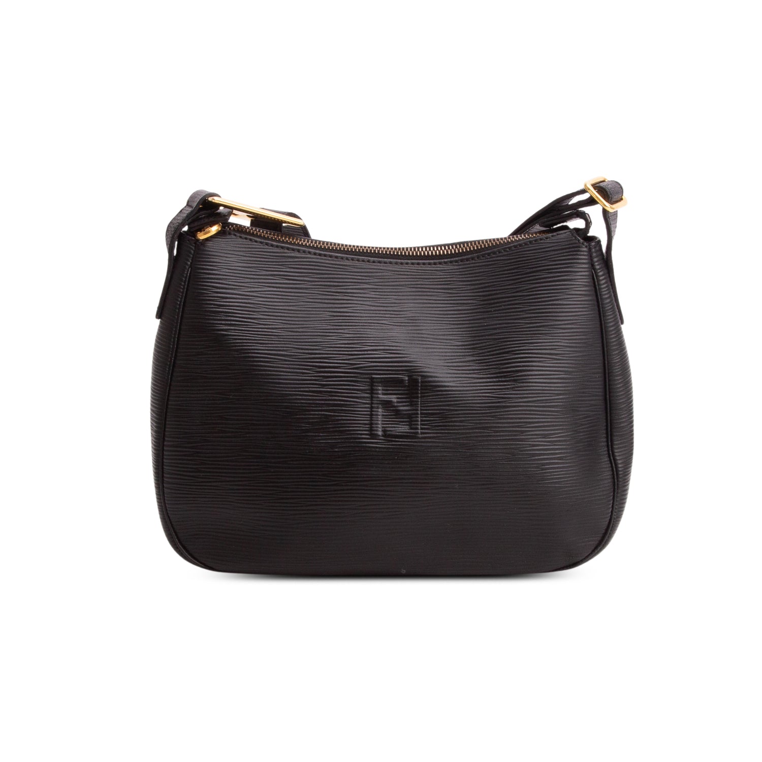 Fendi Vintage Black Epi Leather Shoulder Bag