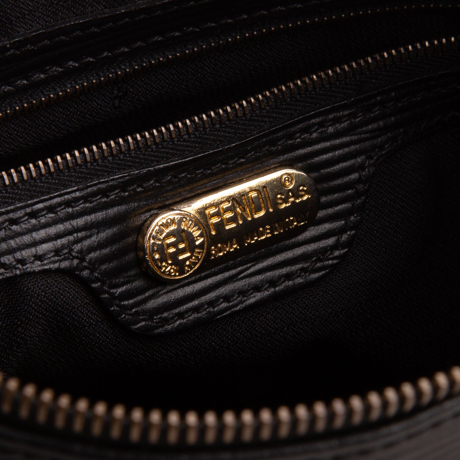 Fendi Vintage Black Epi Leather Shoulder Bag