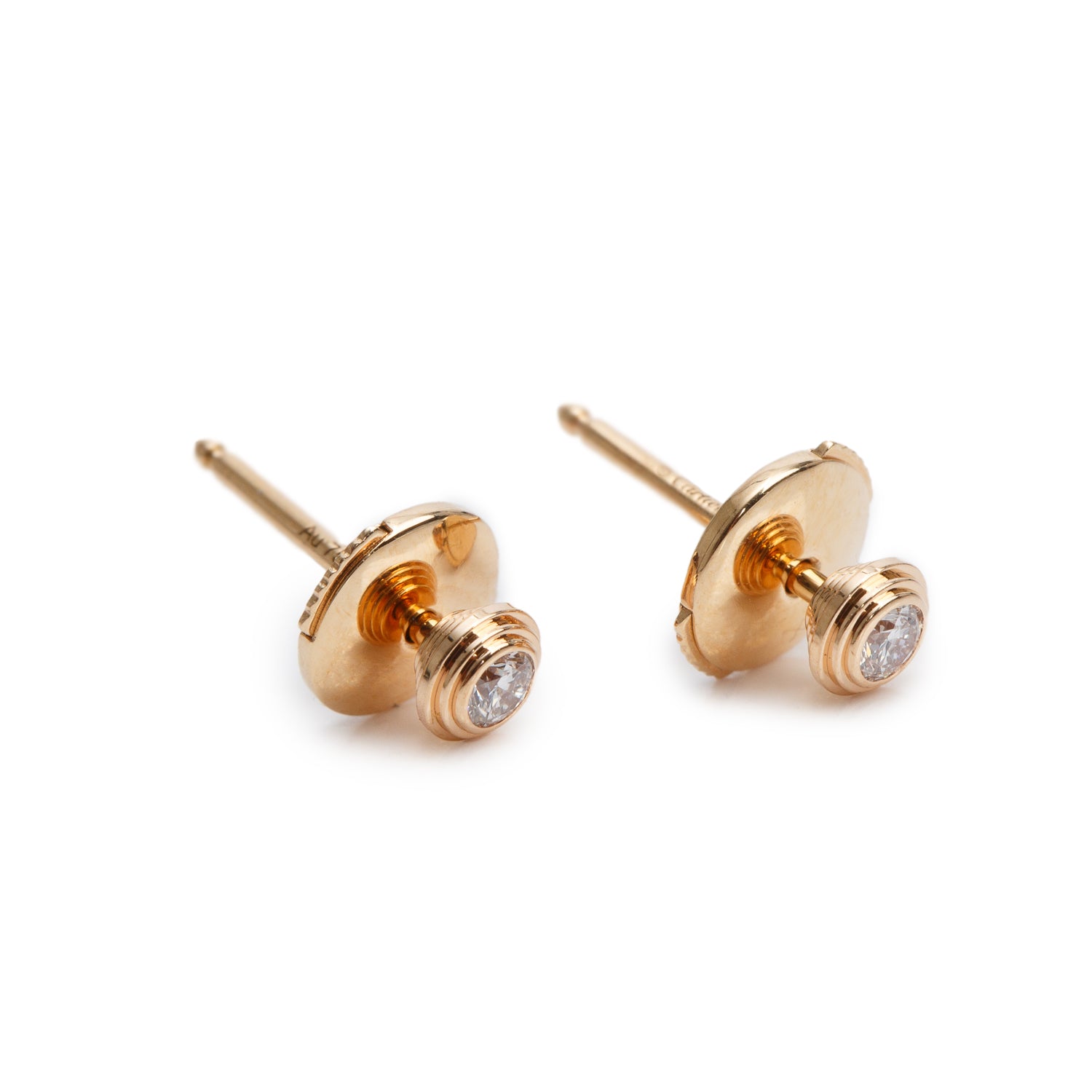 Cartier 18k Rose Gold Diamond D'Amour Stud Earrings, Mini Model w/ Box