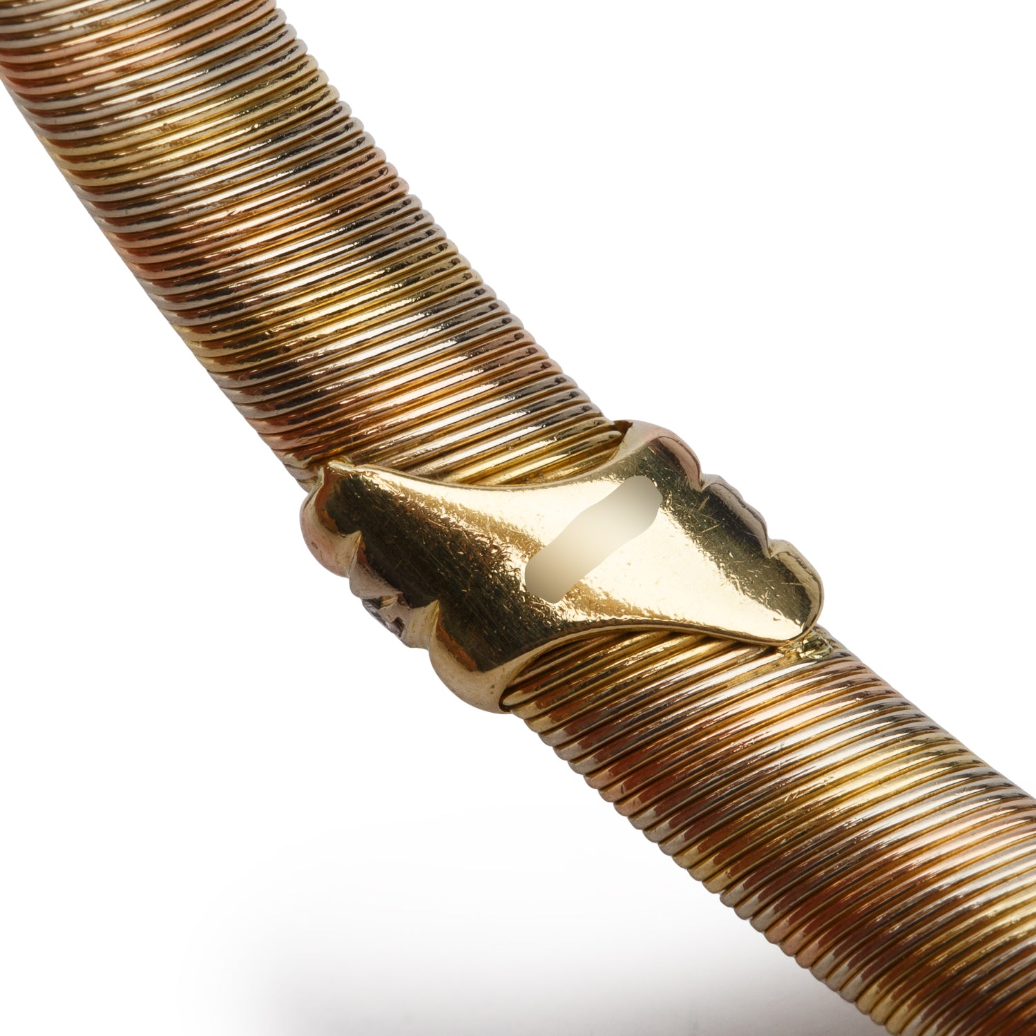 Cartier Vintage 18k White, Yellow & Rose Gold Diamond Trinity Bangle