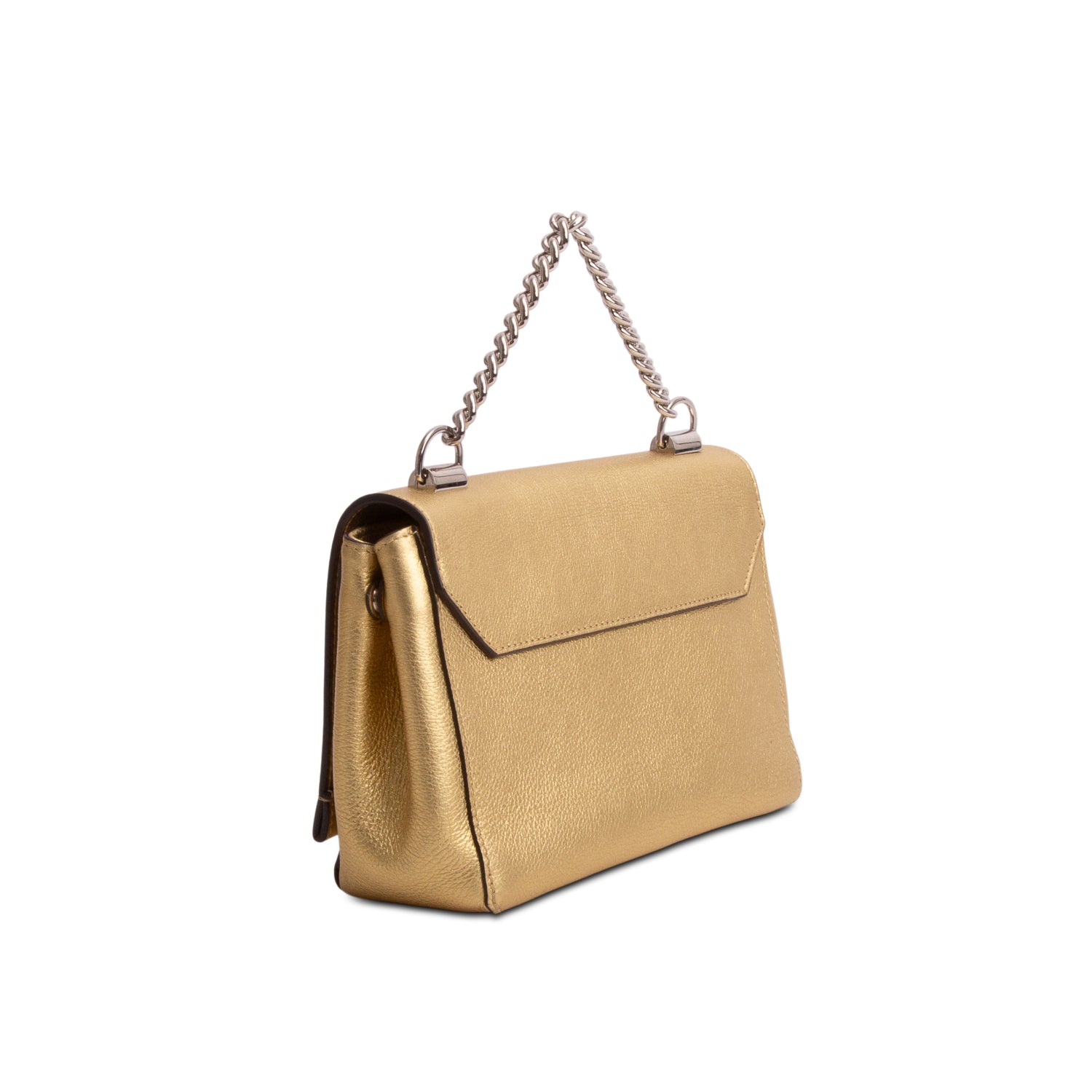 Louis Vuitton Metallic Gold Taurillon Leather LockMe II BB Chain Bag w/ Strap