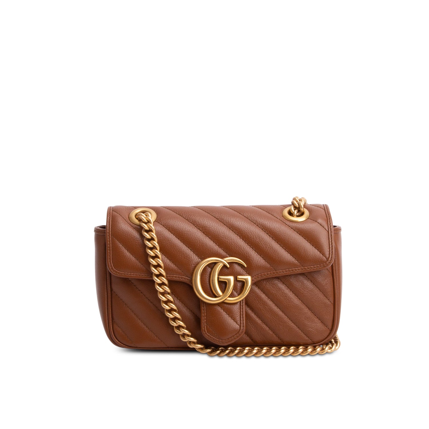 Gucci Brown GG Marmont Matelasse Small Shoulder Bag