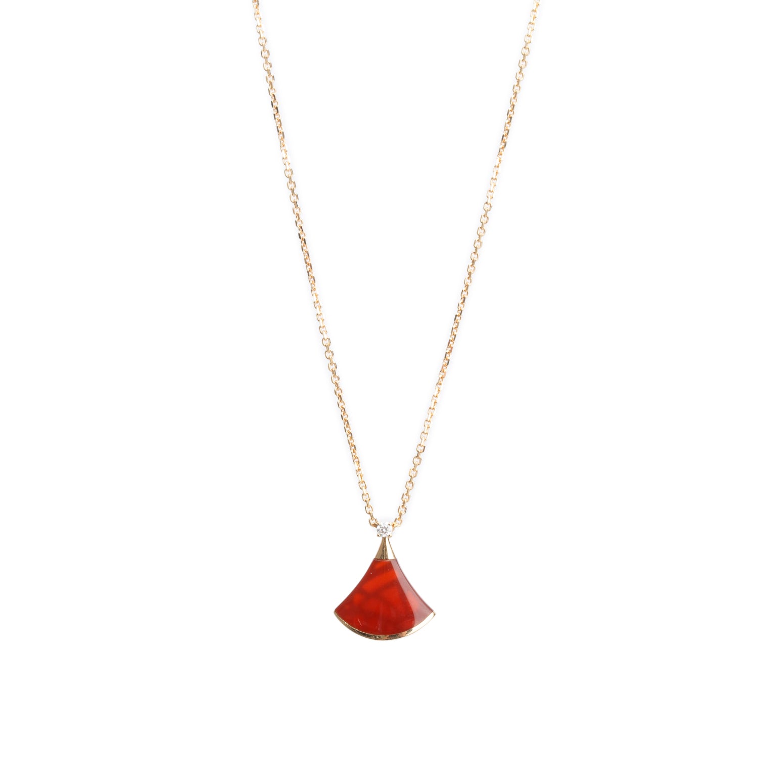 BVLGARI 18k Rose Gold Carnelian & Diamond Diva's Dream Pendant Necklace