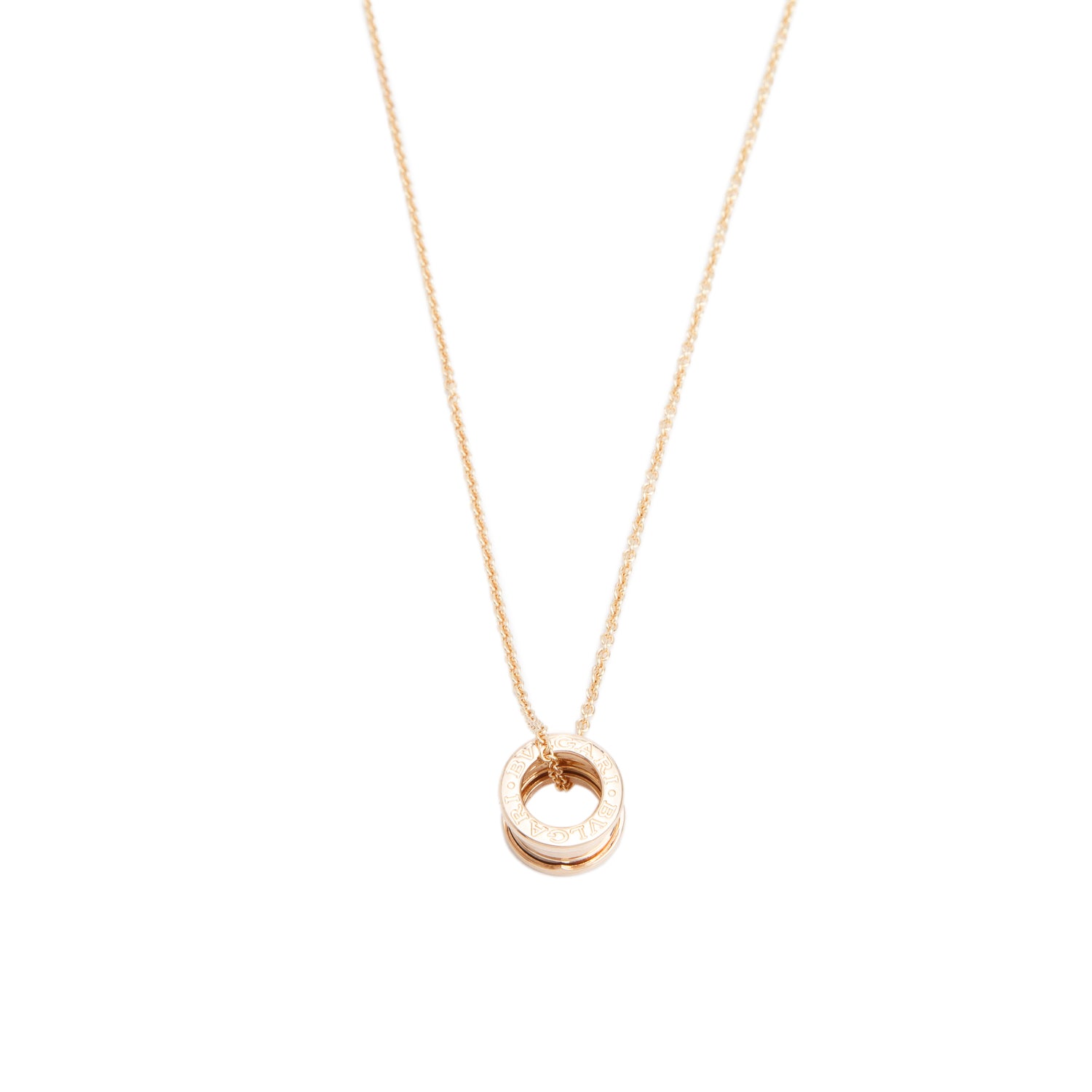 BVLGARI 18k Rose Gold B.Zero1 Pendant Necklace w/ Box & Certificate