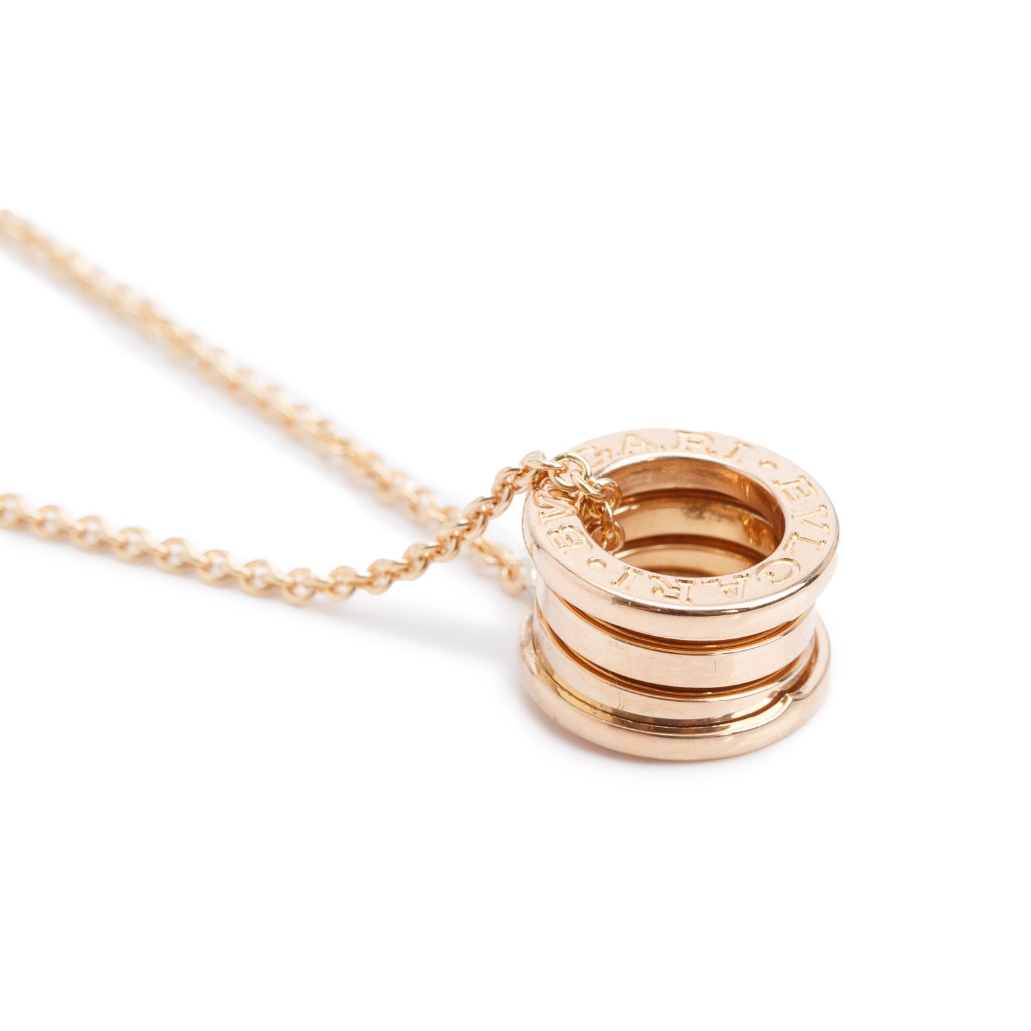 BVLGARI 18k Rose Gold B.Zero1 Pendant Necklace w/ Box & Certificate