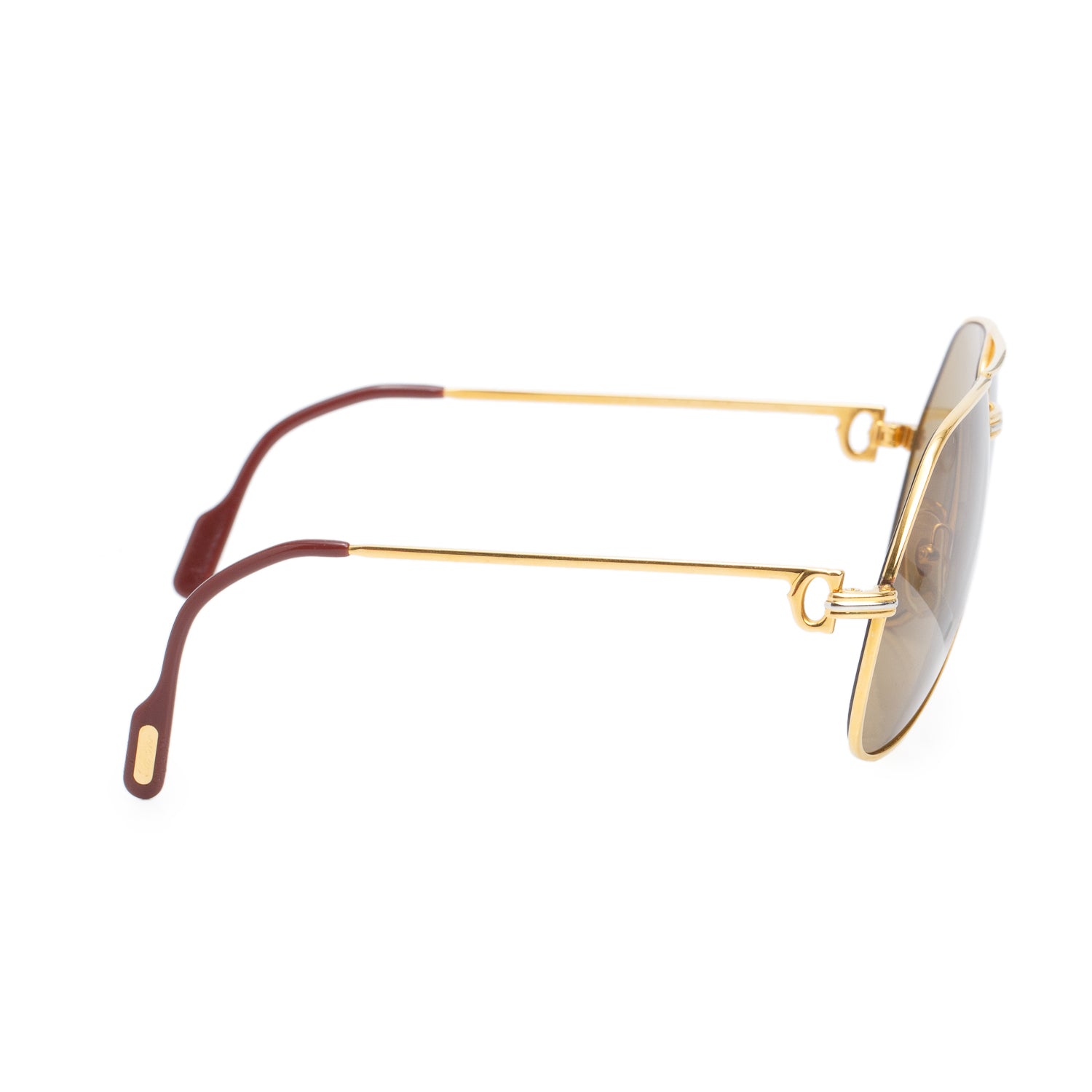 Cartier Gold Plated Metal Vendome Santos Louis Aviator Sunglasses w/ Box