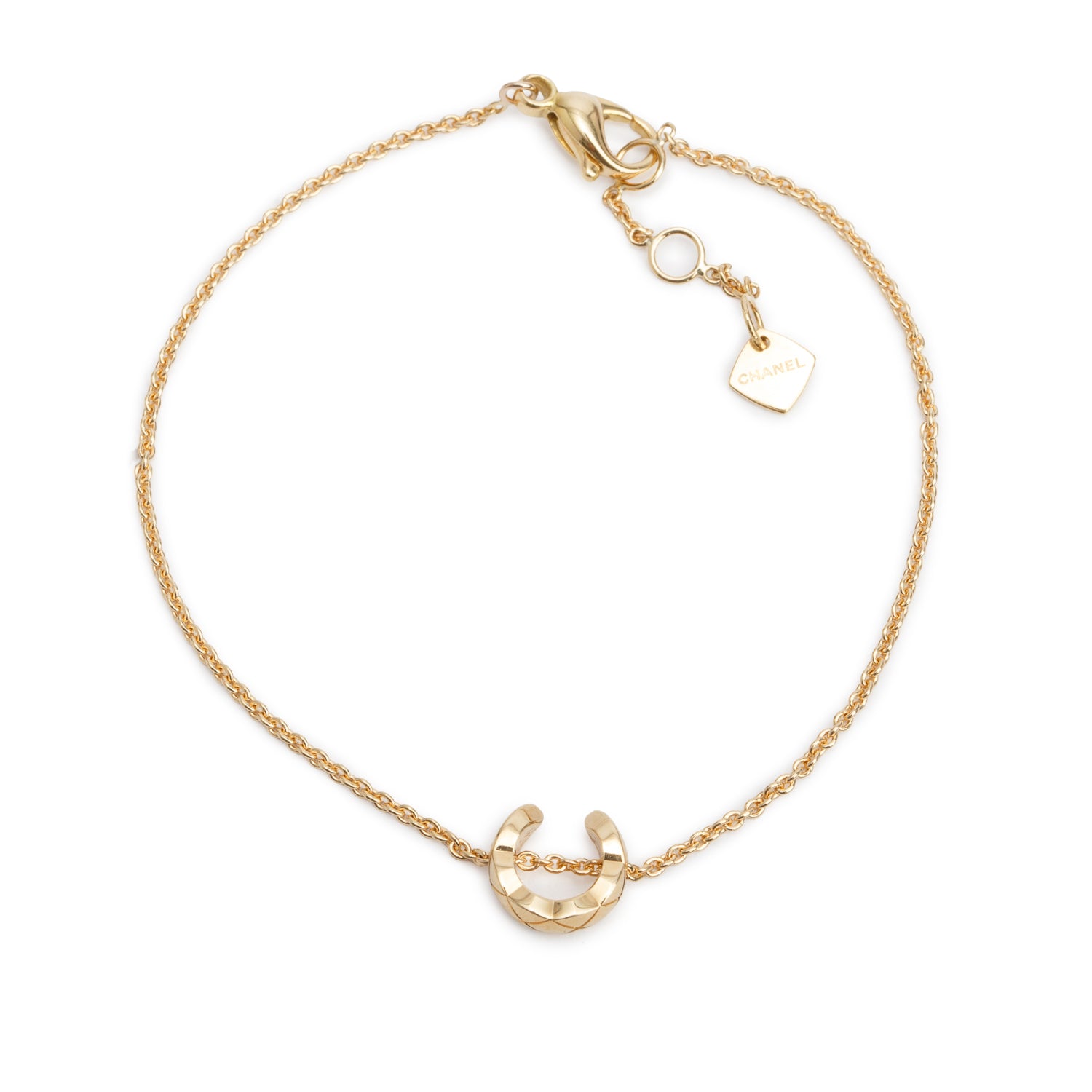 Chanel 2024 18k Yellow Gold Quilted Motif Coco Bracelet w/ Box & Certificate
