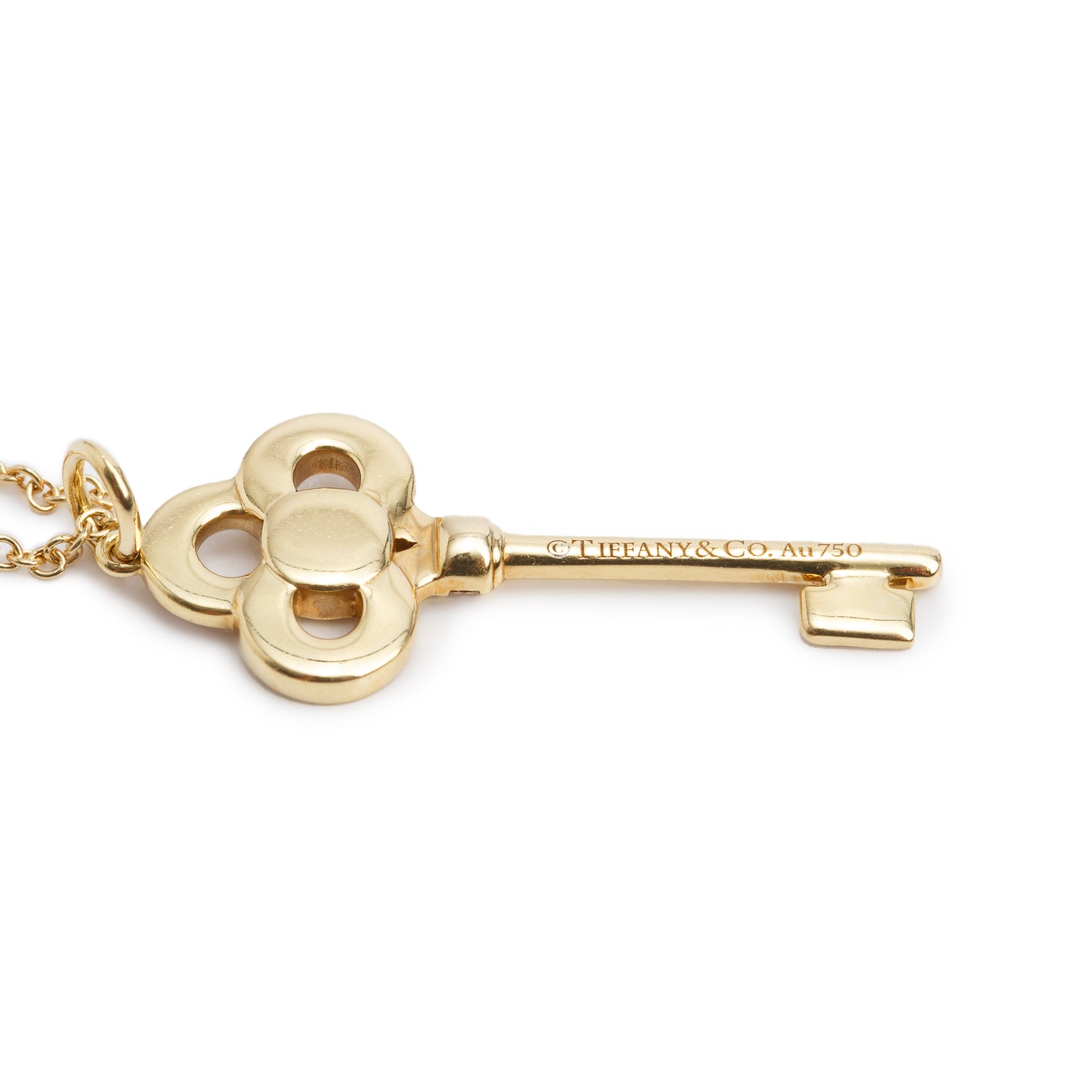 Tiffany & Co. 18k Yellow Gold Diamond 1" Mini Crown Key Pendant Necklace w/ Box