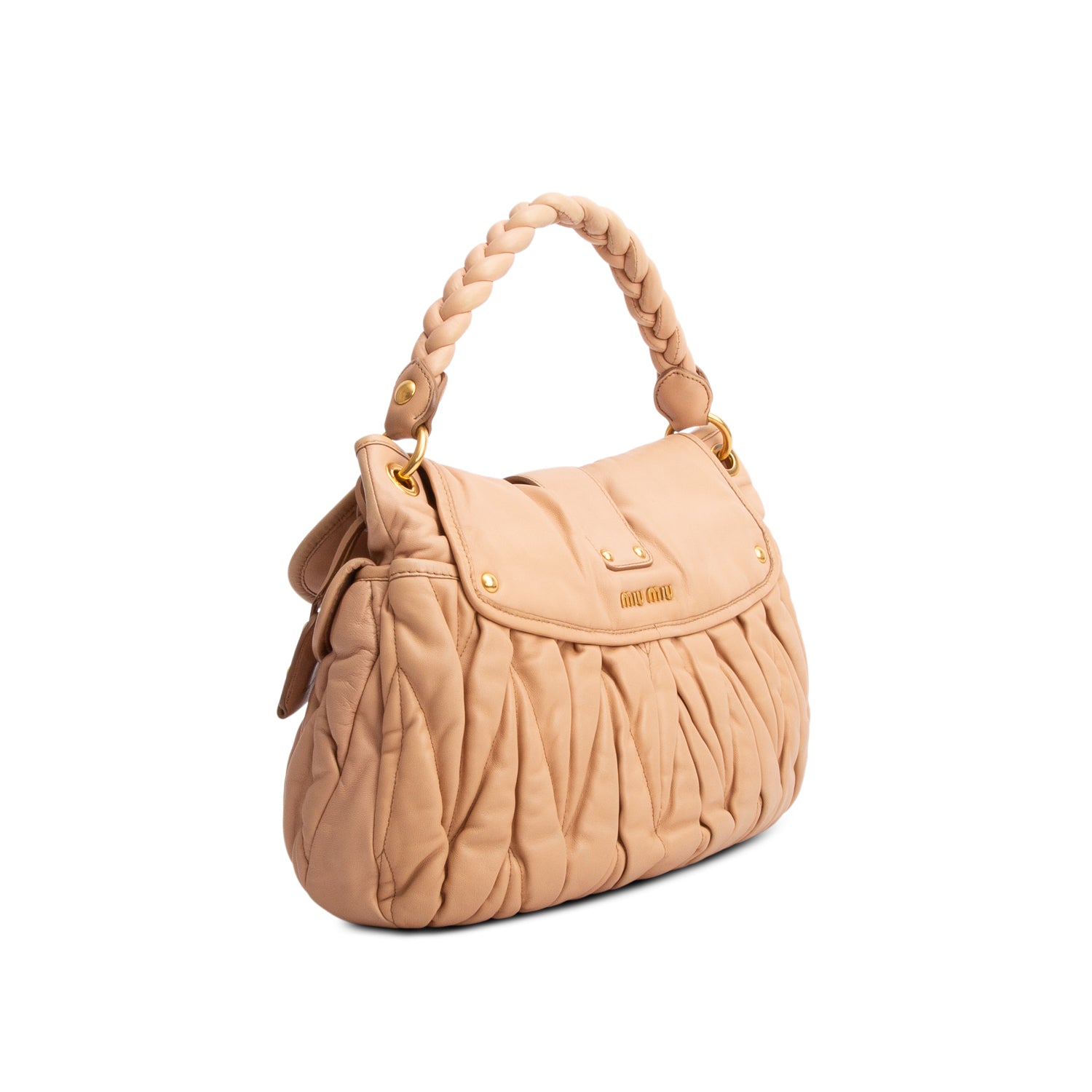 Miu Miu Pink Nappa Matelasse Coffer Hobo w/ Strap