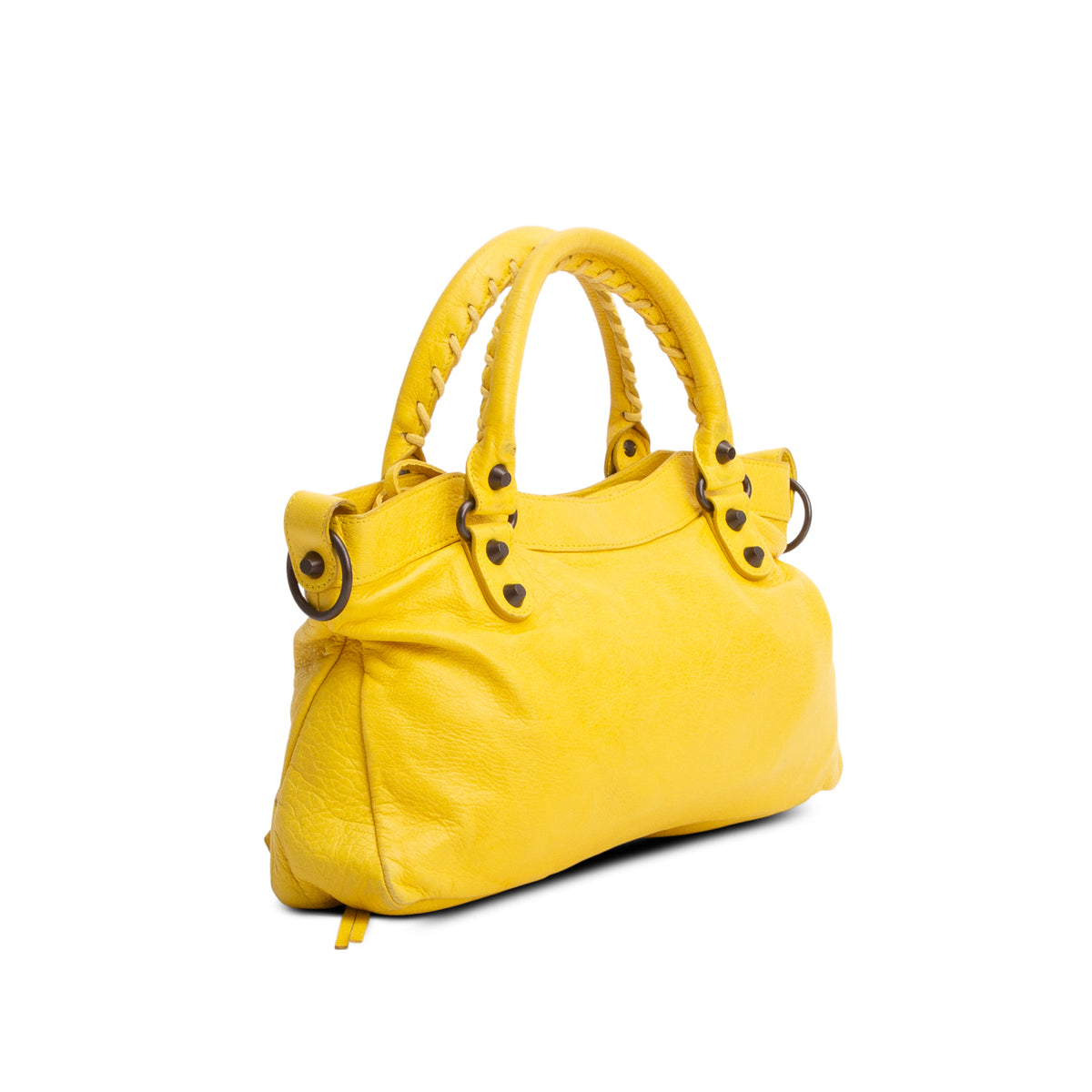 Balenciaga Yellow Agneau Arena Classic Hardware Le City First Bag w/ Strap