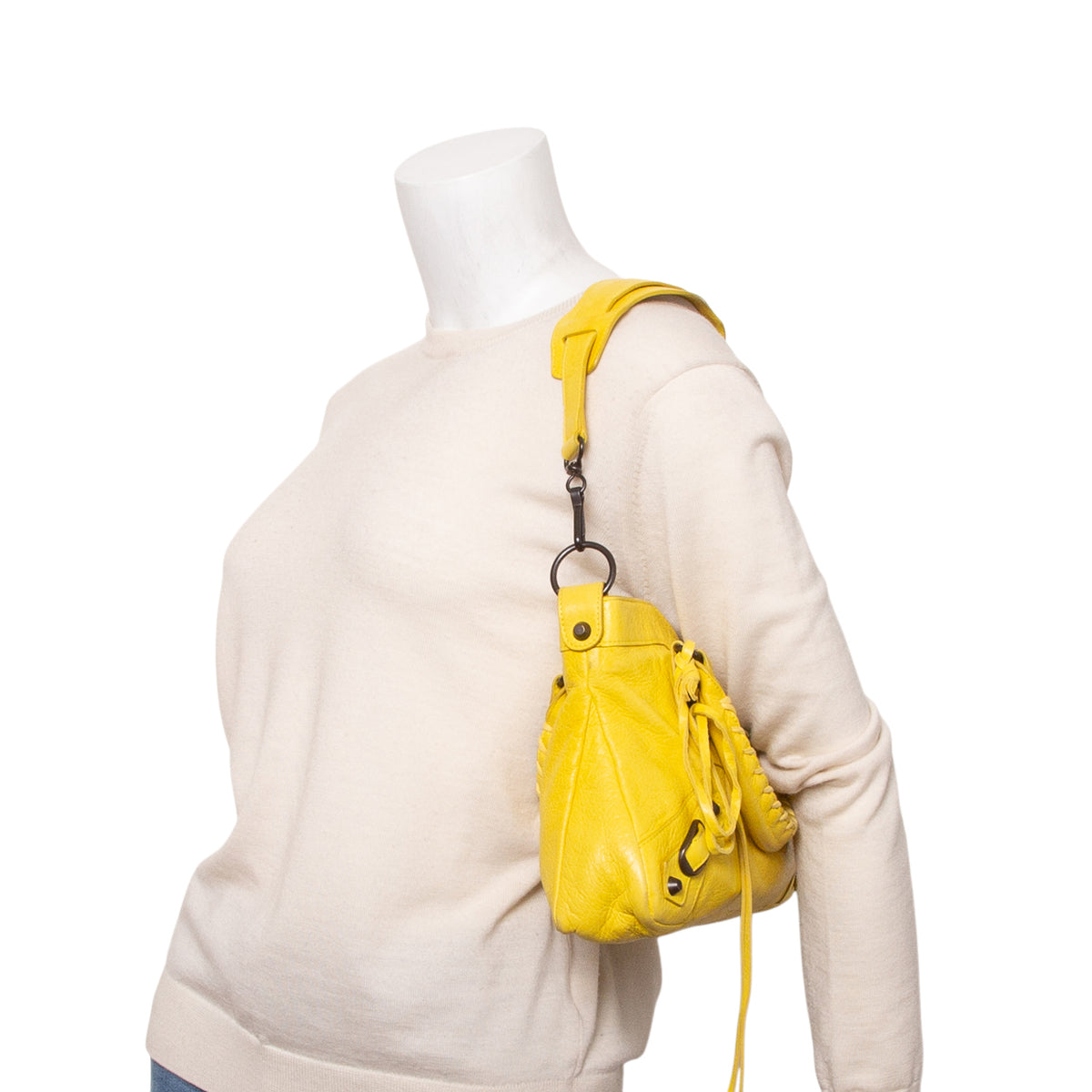 Balenciaga Yellow Agneau Arena Classic Hardware Le City First Bag w/ Strap