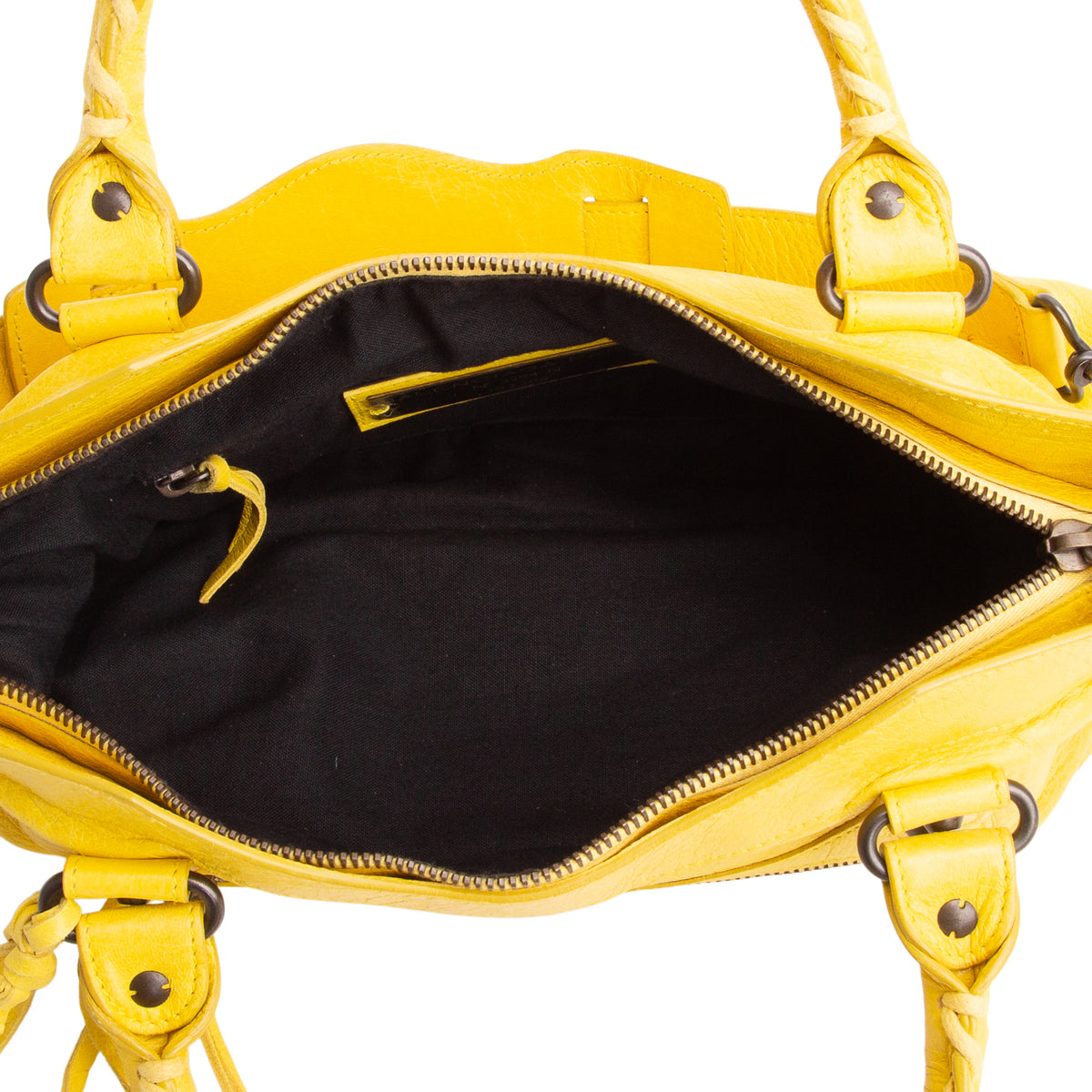 Balenciaga Yellow Agneau Arena Classic Hardware Le City First Bag w/ Strap