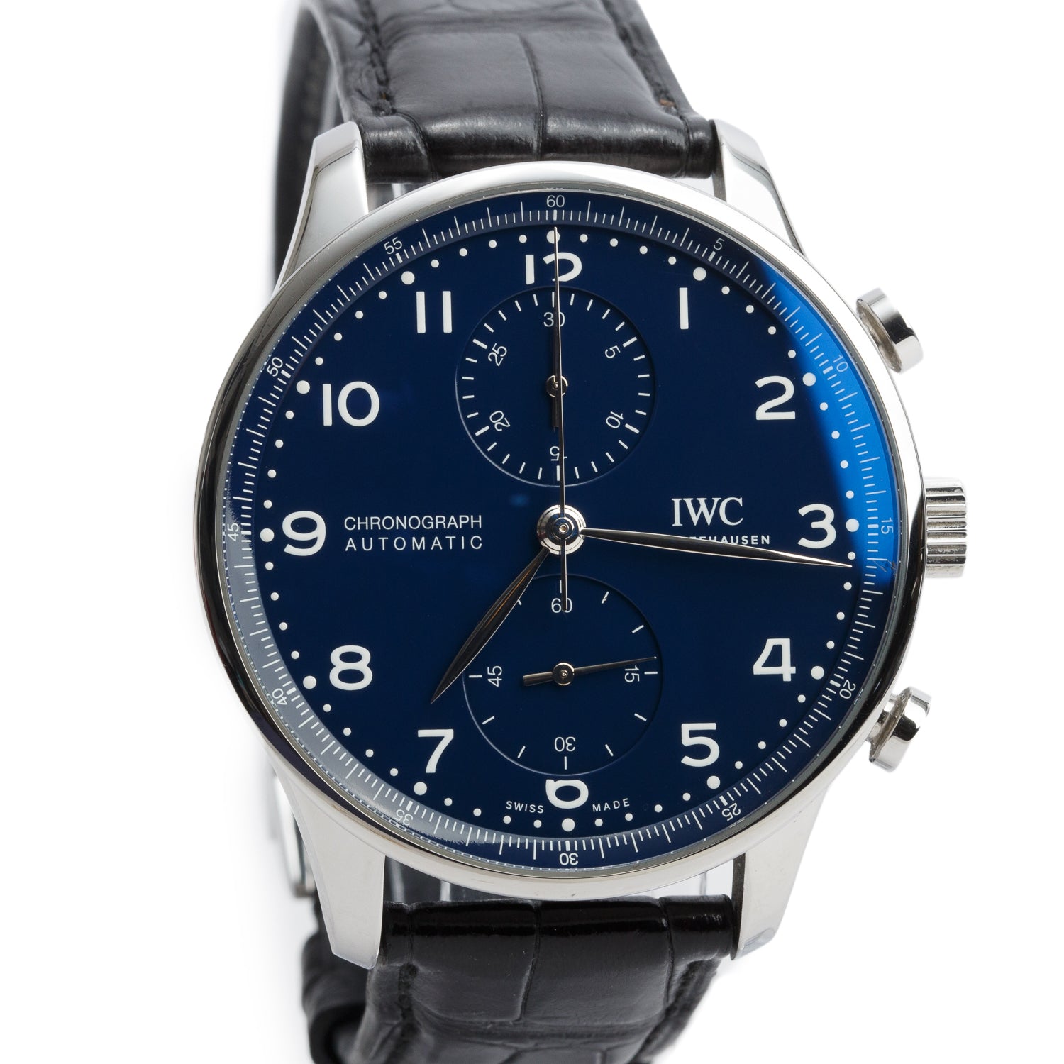 IWC Stainless Steel 150 Years Edition Portugieser 41 MM Automatic Chronograph Watch Blue Dial IW371601 w/ Box & Papers