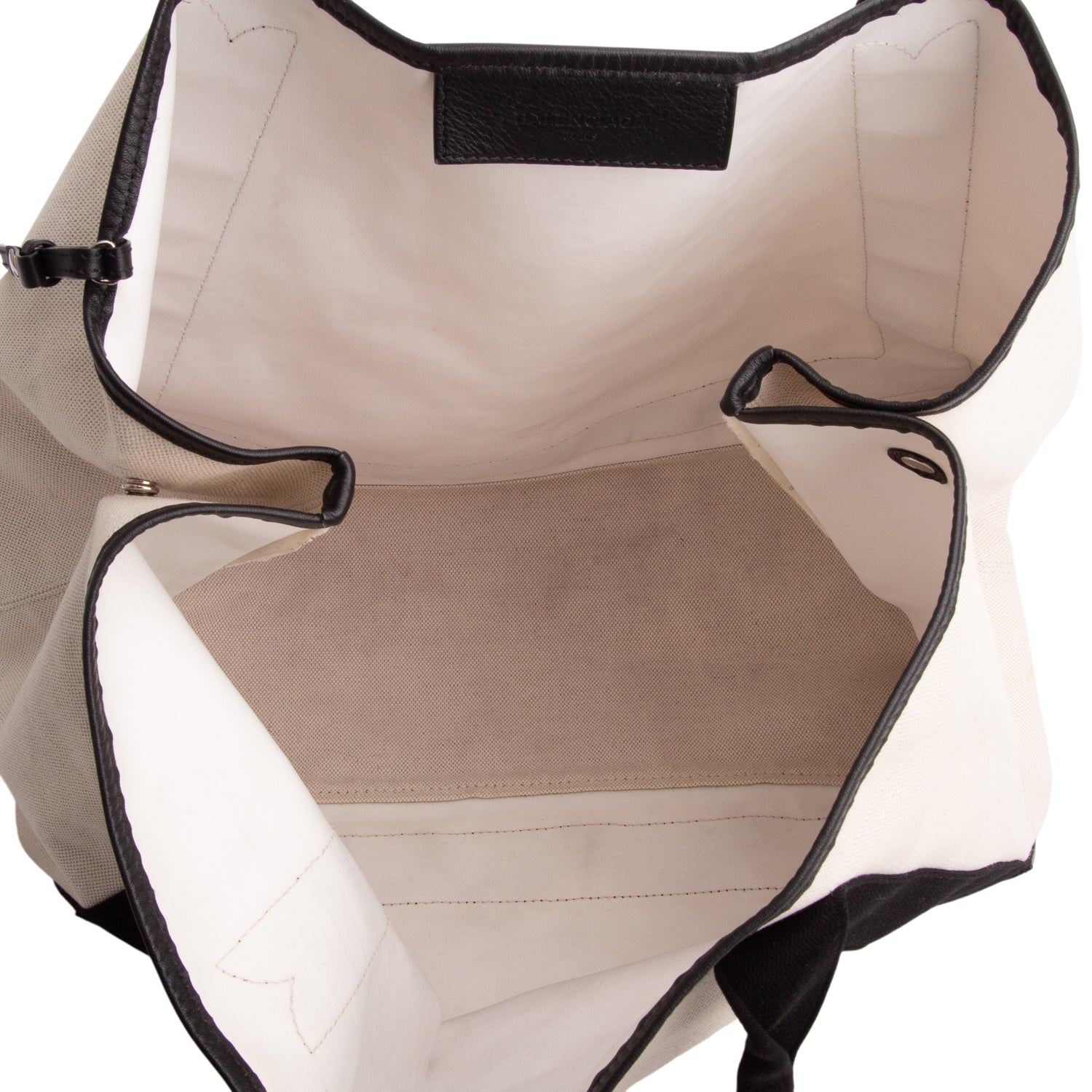 Balenciaga Beige Cotton Canvas Calfskin Medium Cabas Tote w/ Pouch