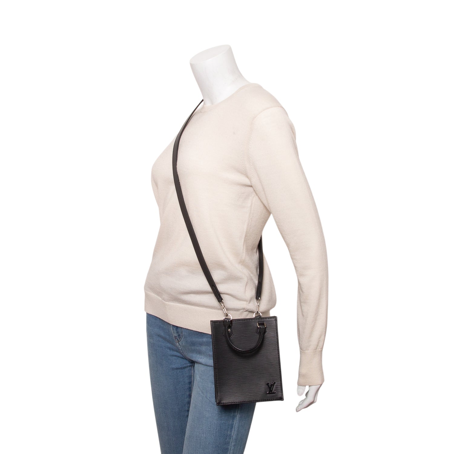 Louis Vuitton Black Epi Petit Sac Plat w/ Strap