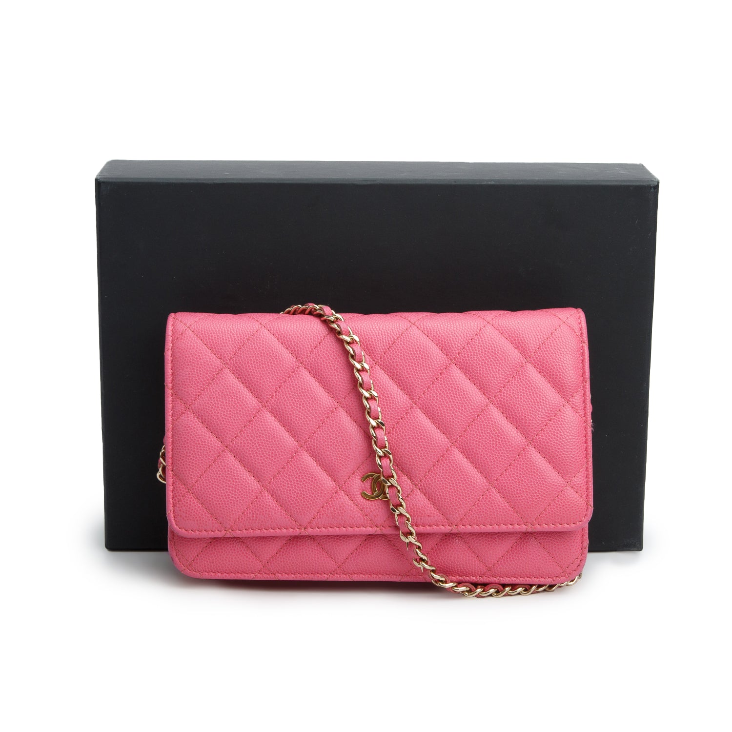Chanel Pink Caviar Quilted Classic Wallet on Chain w/ Box & Authenticity Card