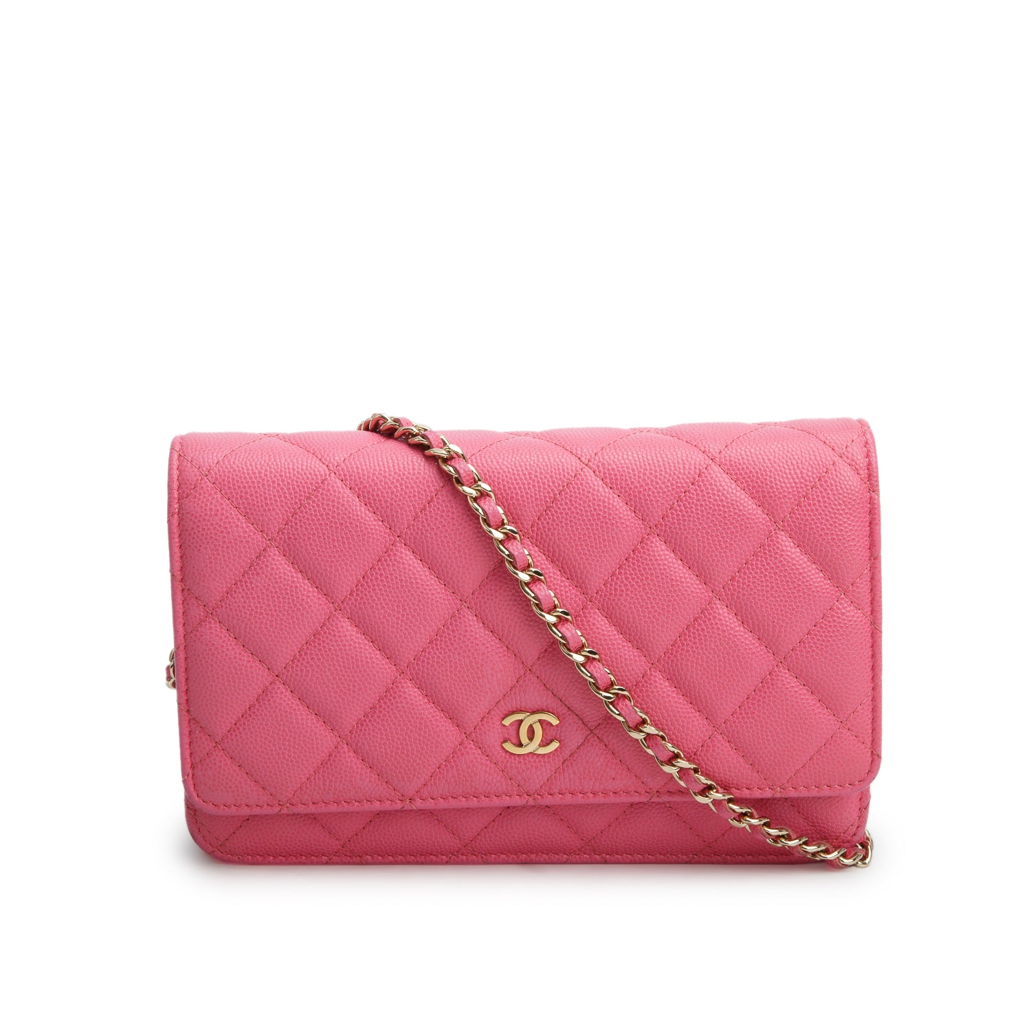 Chanel Pink Caviar Quilted Classic Wallet on Chain w/ Box & Authenticity Card