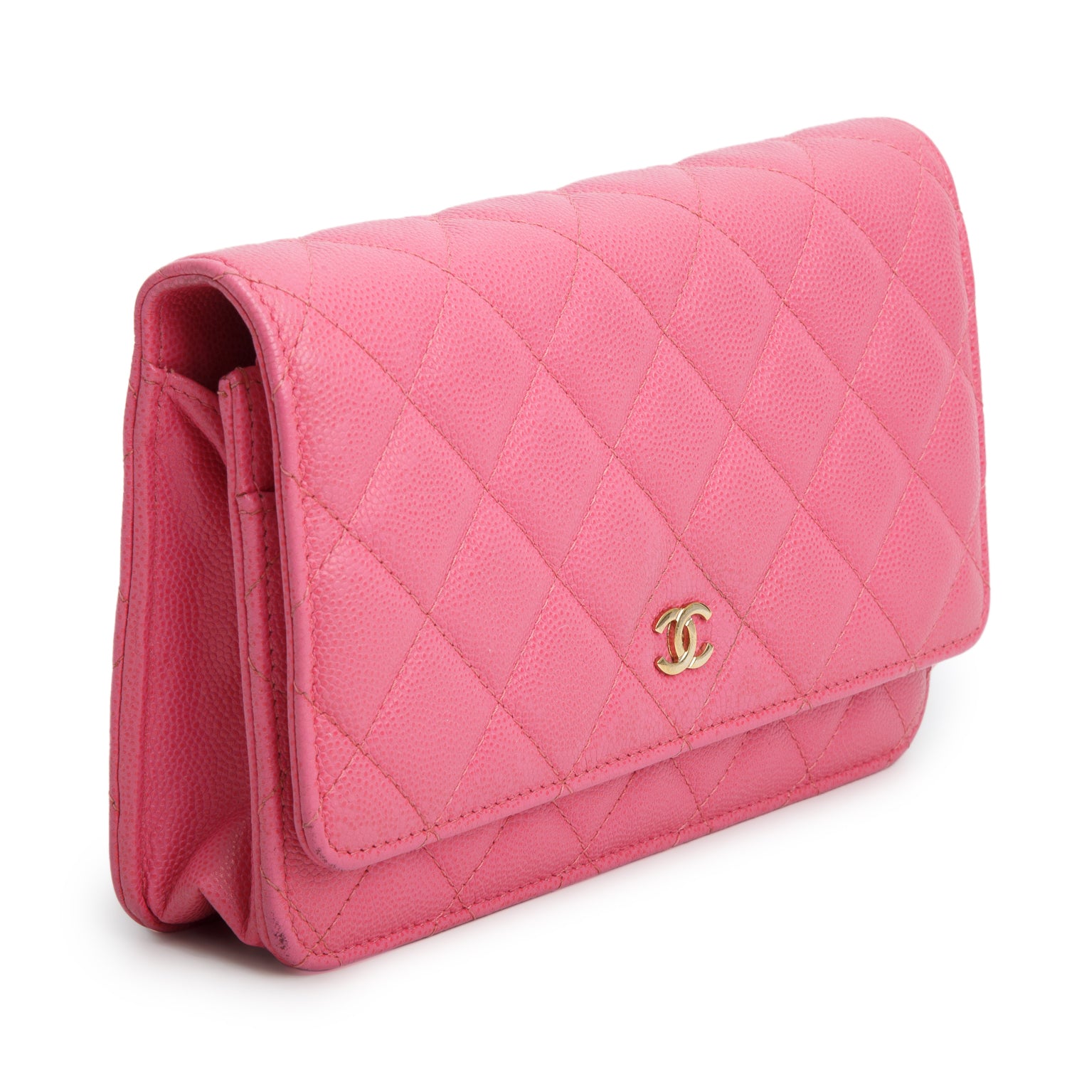 Chanel Pink Caviar Quilted Classic Wallet on Chain w/ Box & Authenticity Card