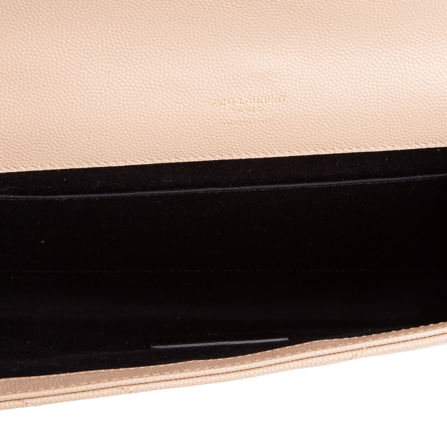 Saint Laurent 2021 Beige Grain de Poudre Matelasse Leather Cassandre Flap Wristlet Pouch w/ Box