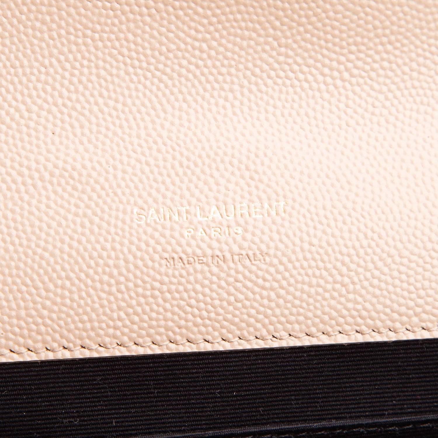 Saint Laurent 2021 Beige Grain de Poudre Matelasse Leather Cassandre Flap Wristlet Pouch w/ Box