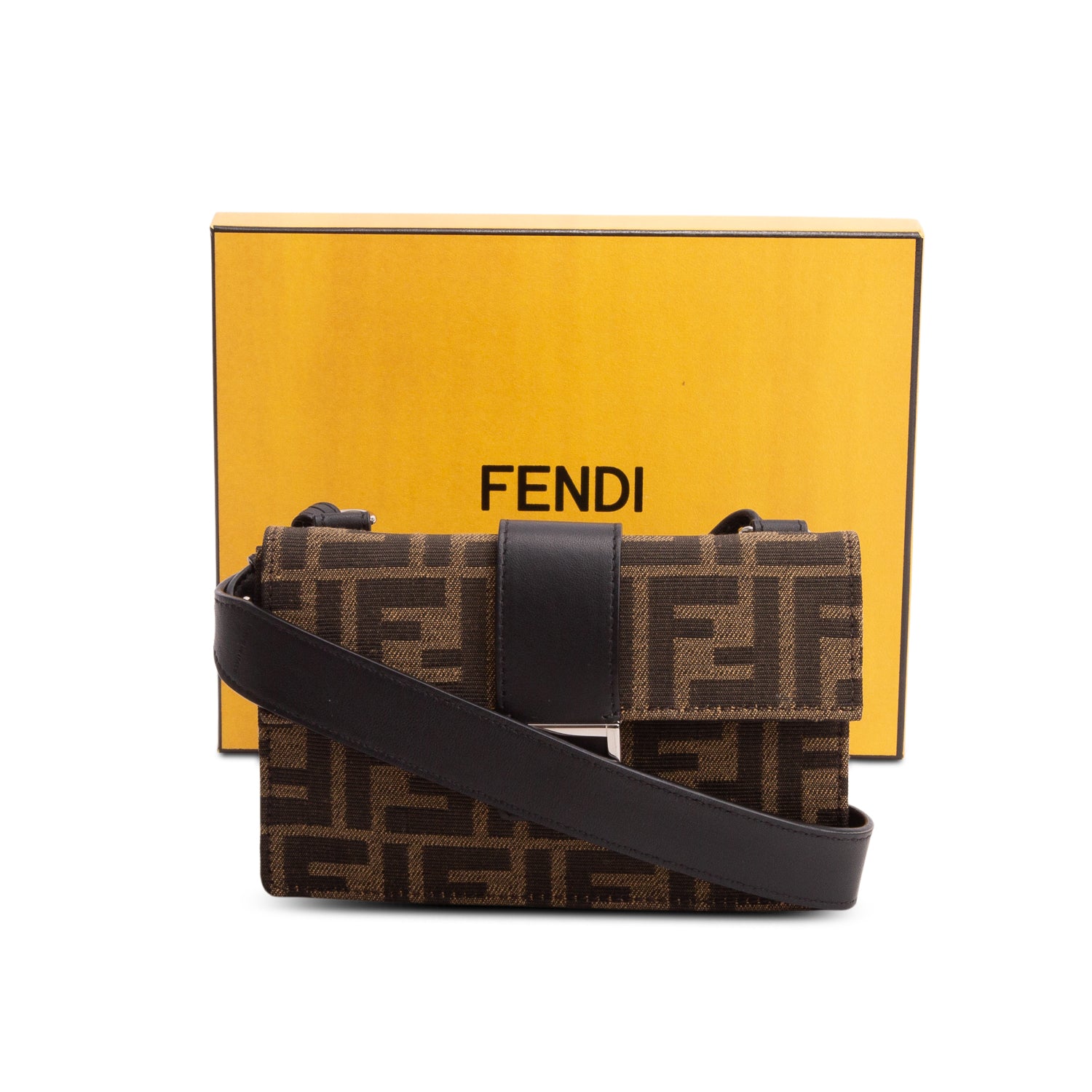 Fendi 2020 Recycled Fabric Jacquard Vitello Grace FF 1974 Baguette Belt Pouch w/ Box & Receipt