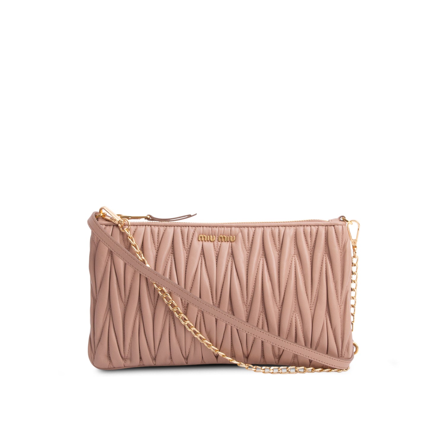 Miu Miu Pink Matelasse Crossbody Bag w/ Straps