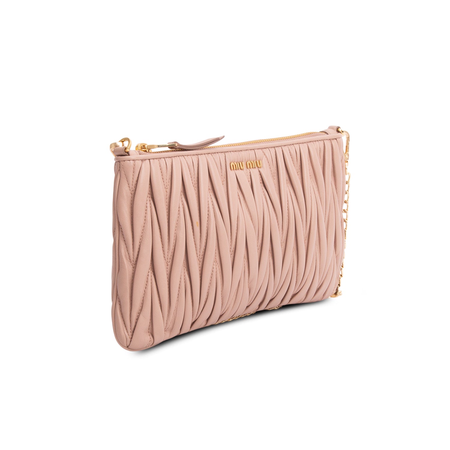 Miu Miu Pink Matelasse Crossbody Bag w/ Straps