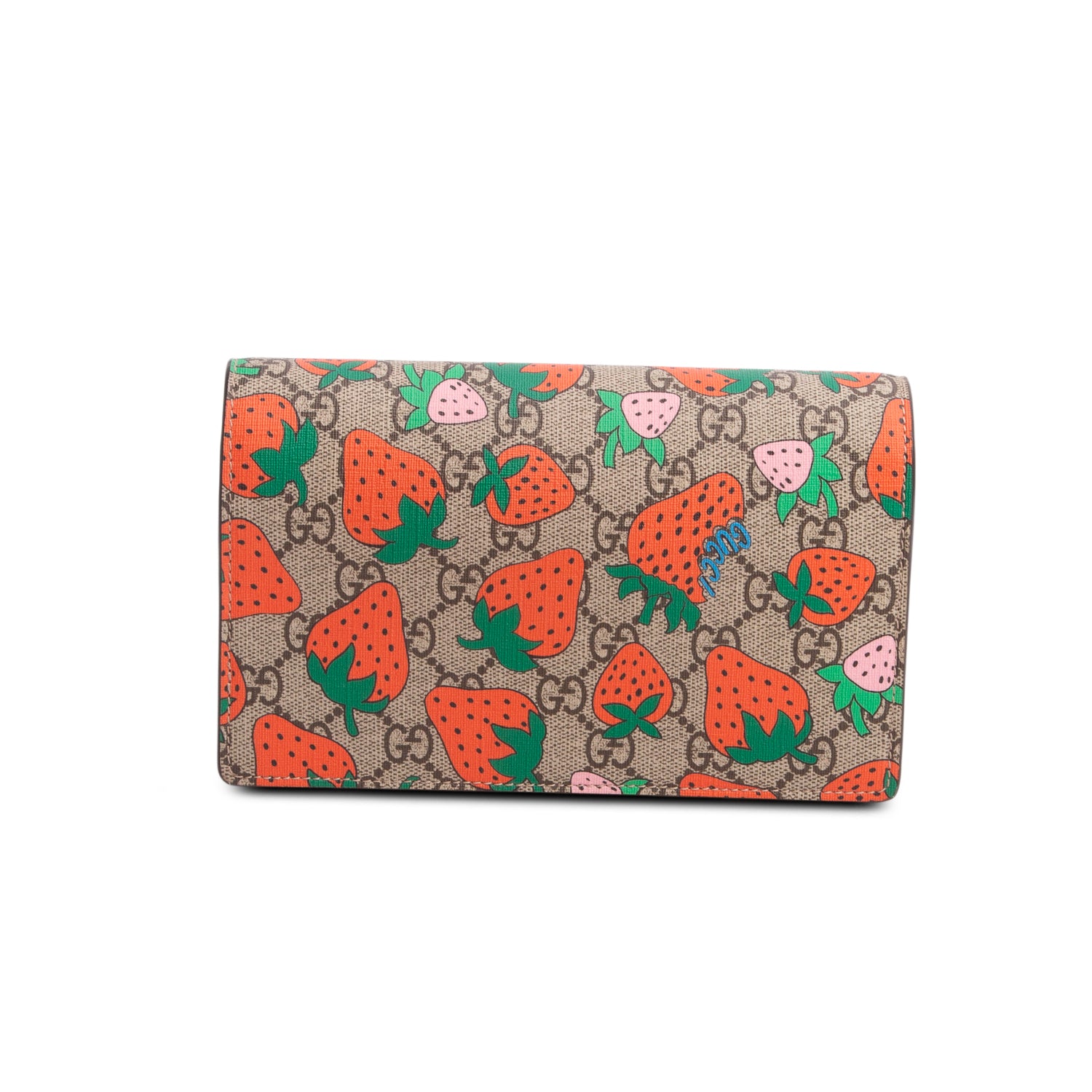 Gucci GG Supreme Monogram Strawberry Chain Wallet