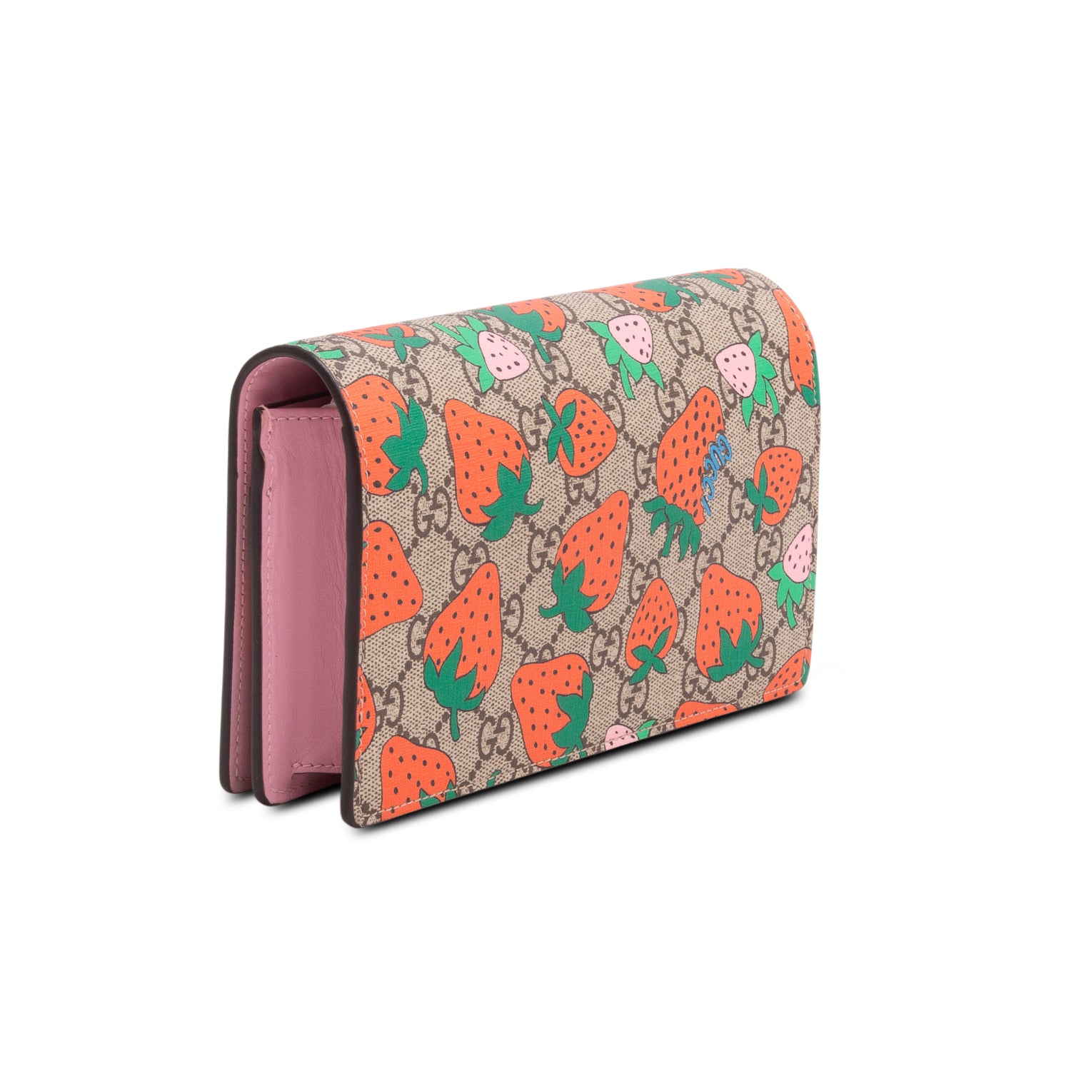 Gucci GG Supreme Monogram Strawberry Chain Wallet