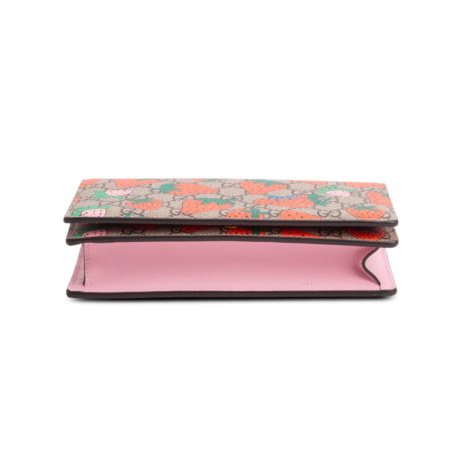 Gucci GG Supreme Monogram Strawberry Chain Wallet
