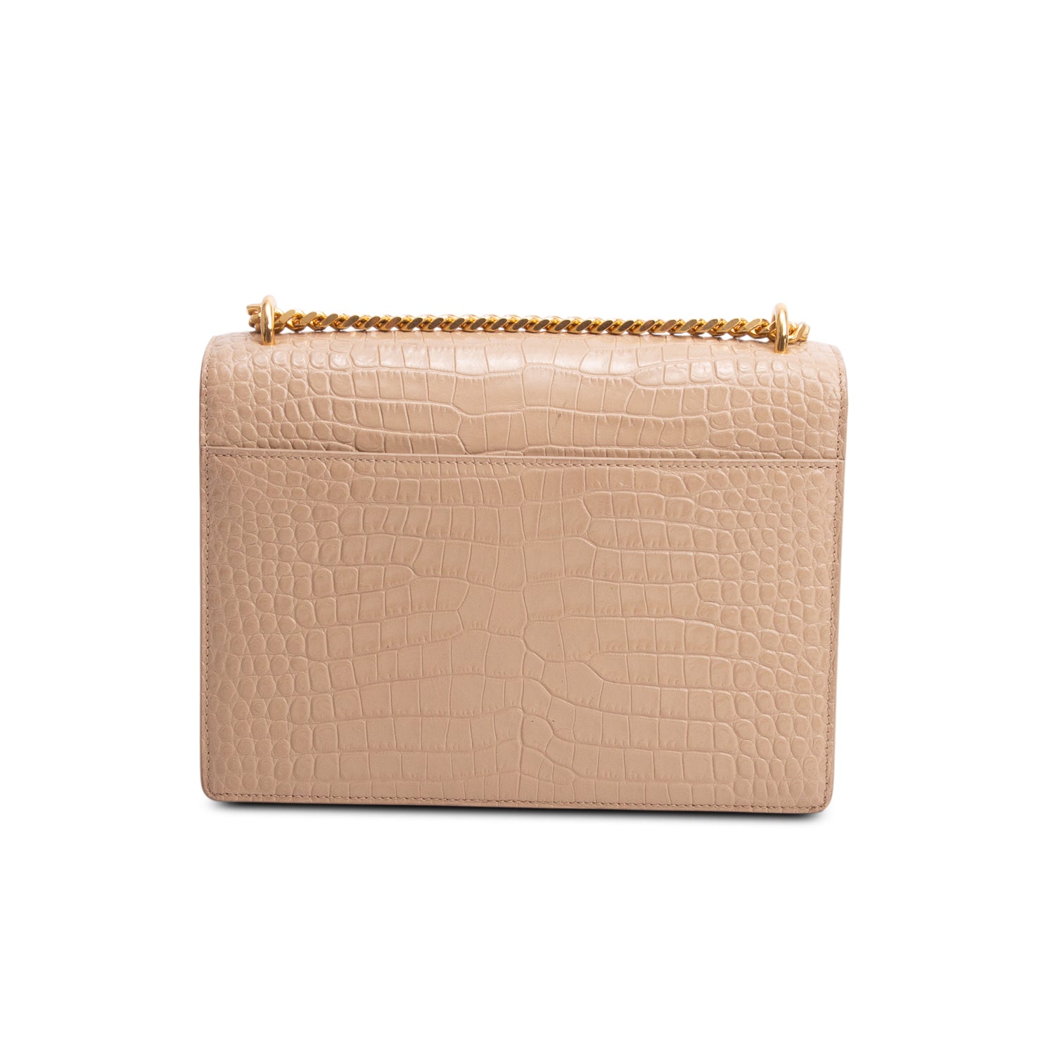 Saint Laurent 2020 Beige Croc Embossed Calfskin Medium Sunset Bag