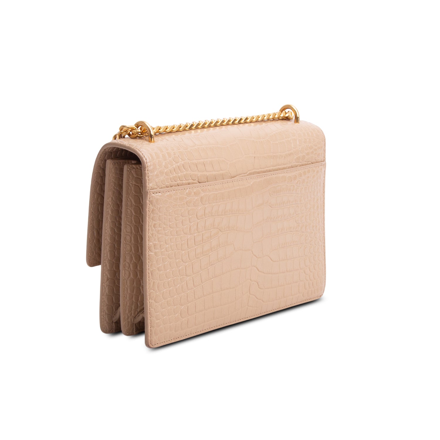 Saint Laurent 2020 Beige Croc Embossed Calfskin Medium Sunset Bag