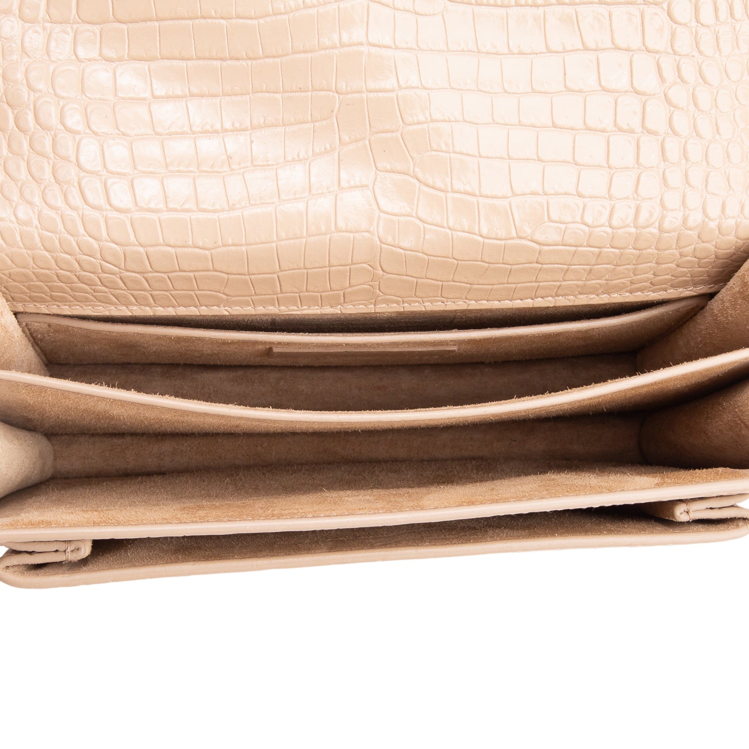 Saint Laurent 2020 Beige Croc Embossed Calfskin Medium Sunset Bag